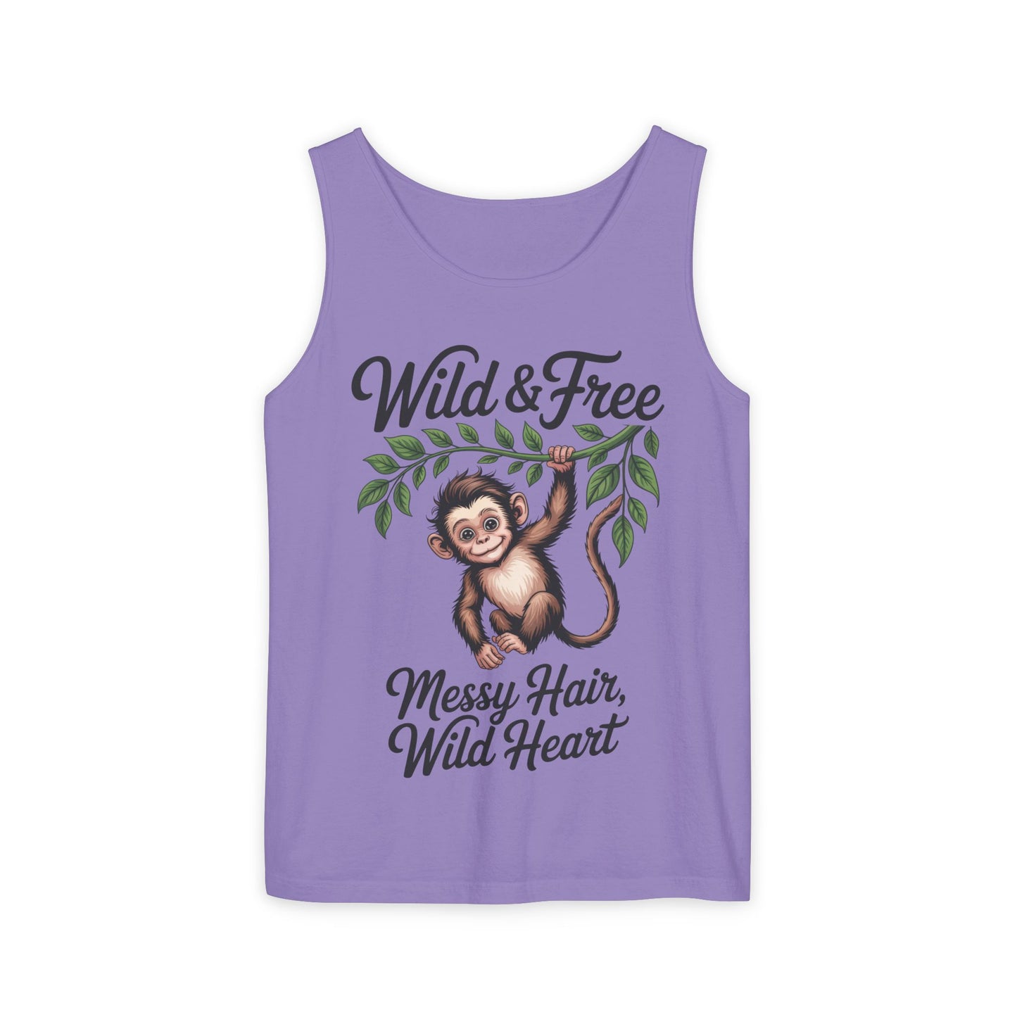 Wild & Free Monkey Tank Top, Messy Hair Wild Heart Womens Tank, Cute Jungle Animal Shirt, Boho Adventure Tank, Fun Nature Lover Gift
