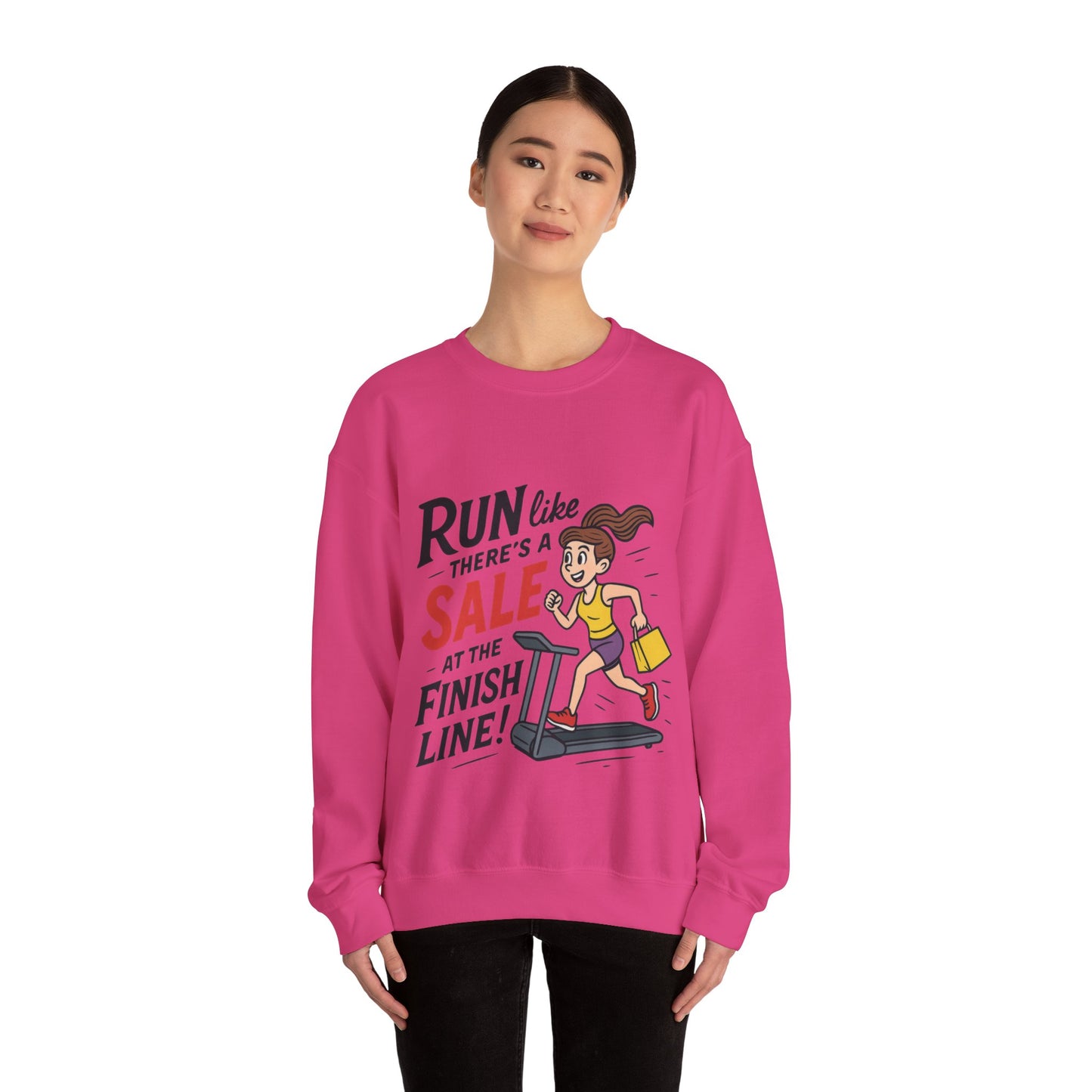 Run Like Theres a SALE at the Finish Line! Womens Sweatshirt, Funny Shopping Pullover, Treadmill Runner Gift for Her, Sale Humor Tee