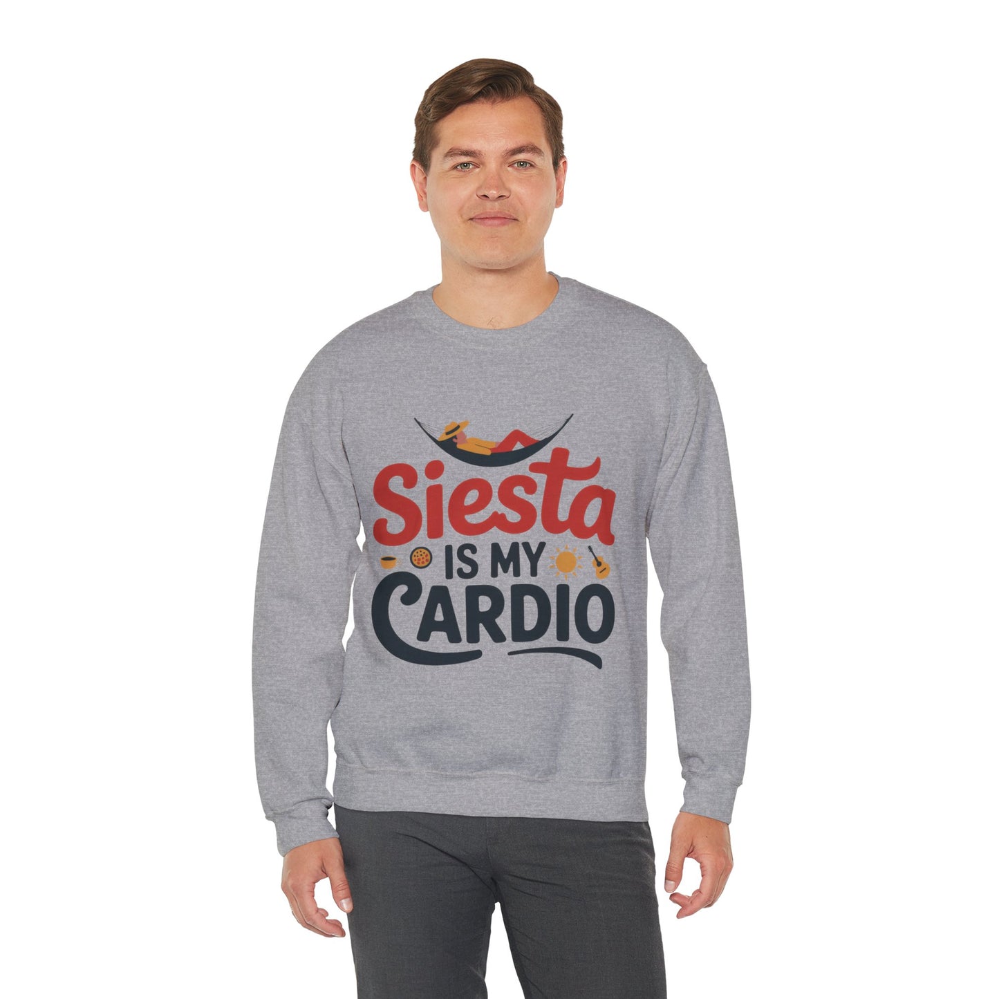 Men's Heavy Blend™ Crewneck Sweatshirt, Siesta Is My Cardio Funny Mens Sweatshirt Spain Gift