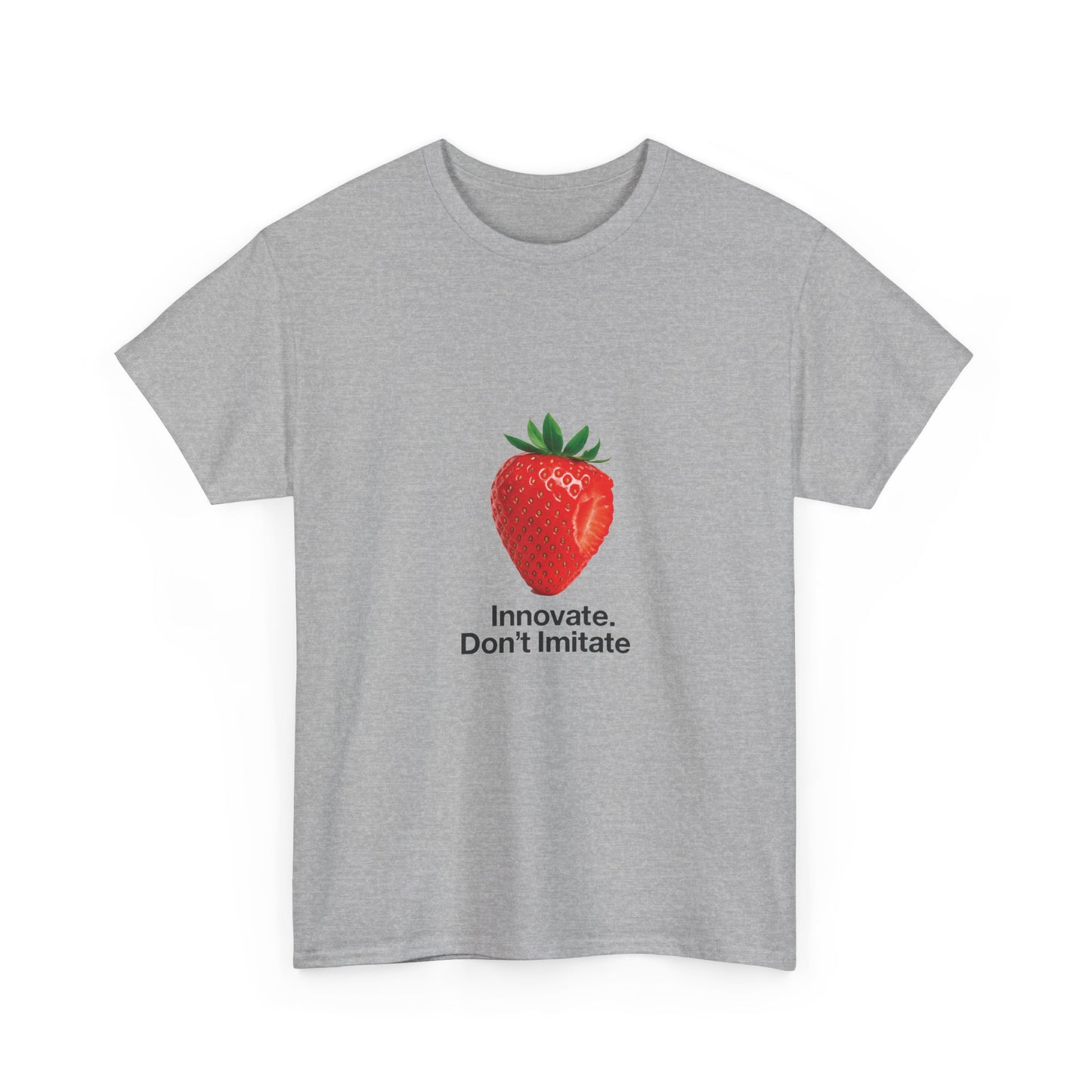 Strawberry Women's Heavy Cotton Tee, Innovate Don't Imitate Shirt, Graphic Tee, Casual Wear, Gift Idea, Summer Style, Witty Design T-Shirt