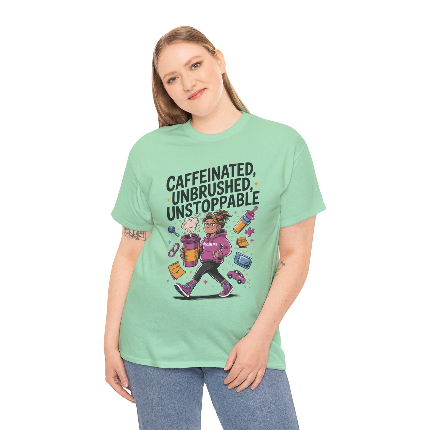 Funny Mom Life Graphic Shirt, Mother's Day Gift, Cotton Tee for Tired but Fierce Mothers, Coffee and Mom T-Shirt, mom life shirt