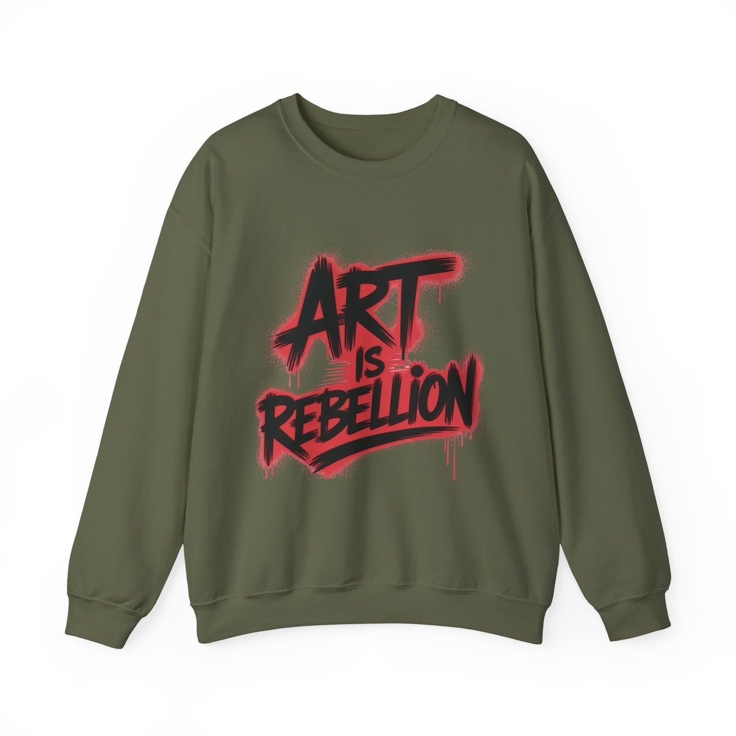 Men'sHeavy Blend™ Crewneck Sweatshirt, Art Is Rebellion Men's Crewneck Sweatshirt, Graffiti Street Art Pullover, Urban Rebellion Streetwear