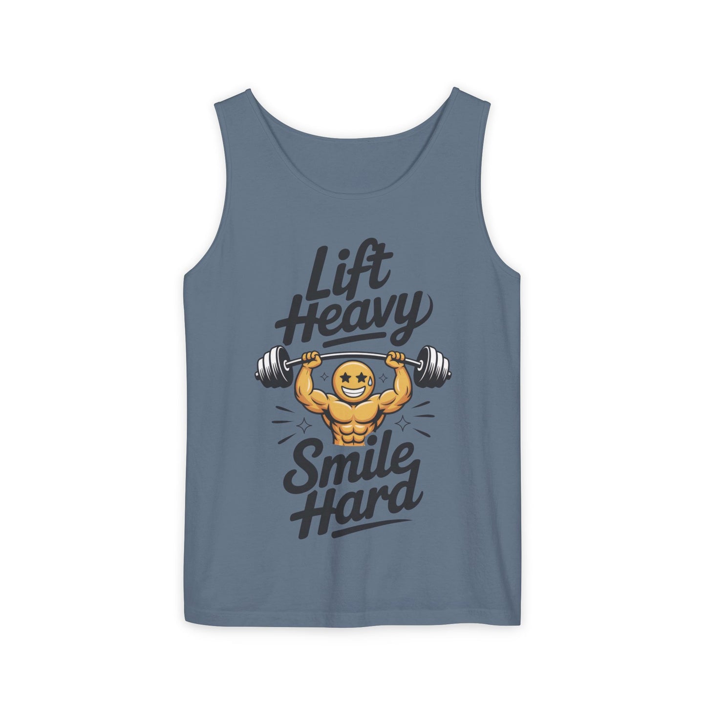Mens Lift Heavy Smile Hard Tank Top, Funny Gym Workout Fitness Shirt, Mens Funny Gym Tank