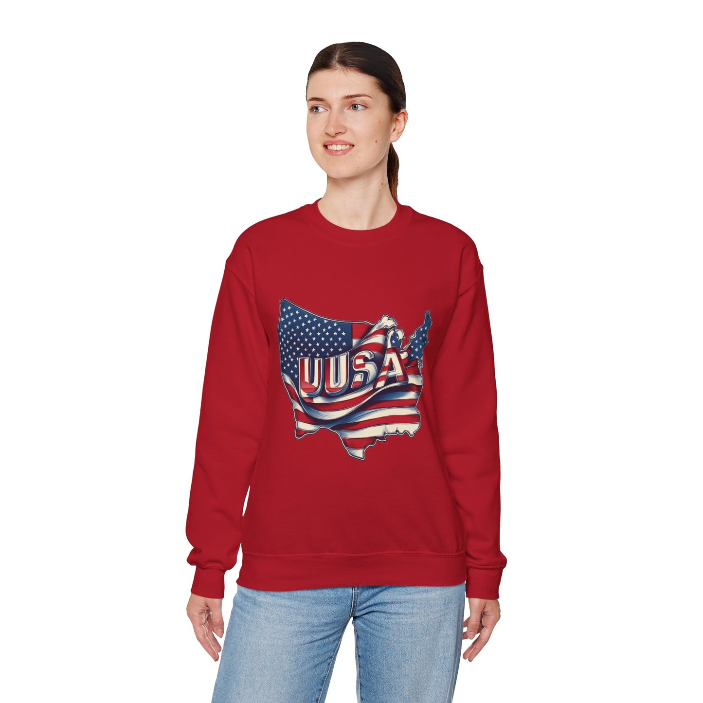 Patriotic USA Crewneck Sweatshirt, Unisex Sweatshirt, American Flag Apparel, Casual Comfort, Great for Independence Day and Holidays