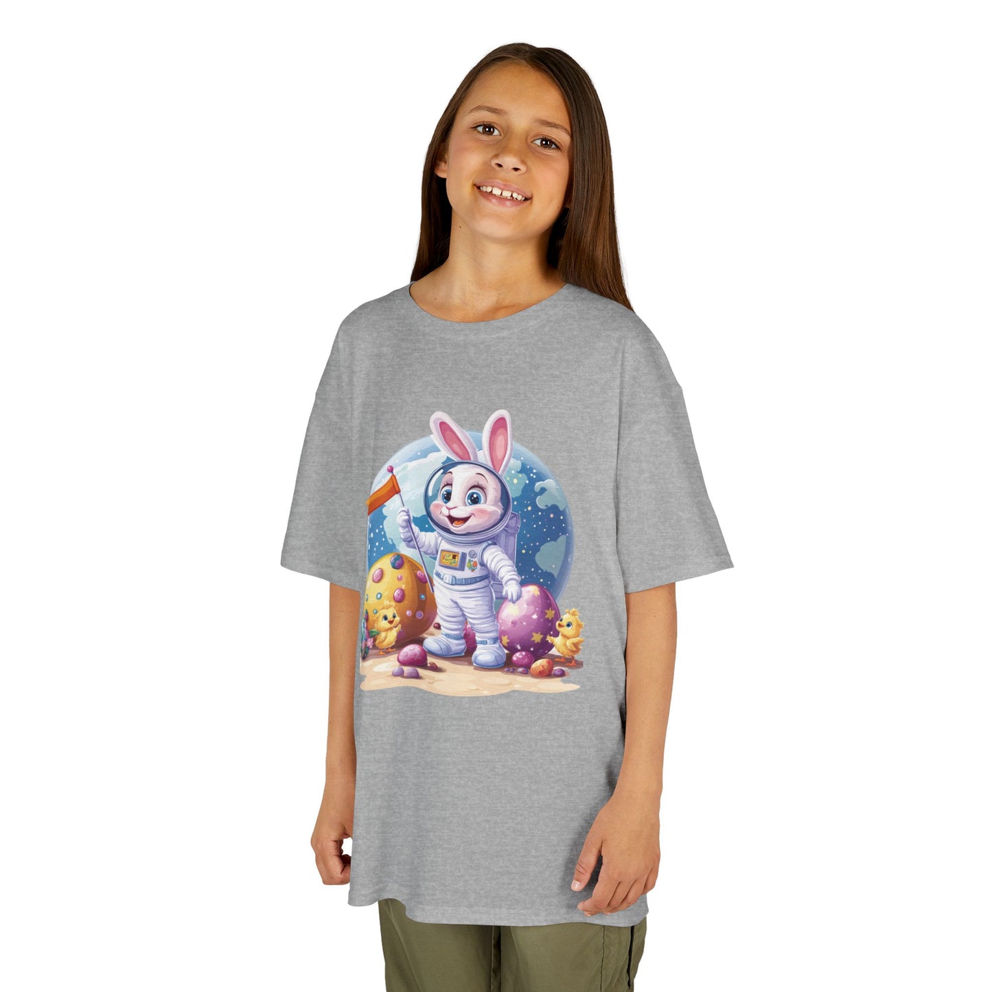 Kids Easter Astronaut Bunny T-Shirt, Space Bunny with Eggs, Galaxy Adventure Tee, Cute Bunny Gift for Boys and Girls