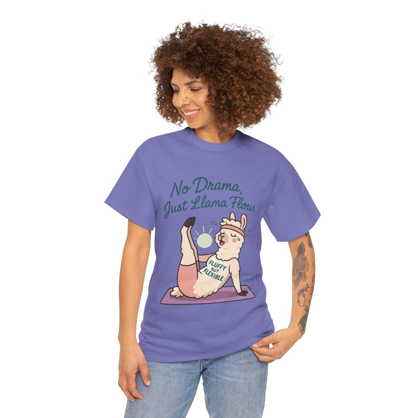 No Drama Llama Yoga Tee, Funny Yoga Llama T-Shirt for Women, Gift for Yoga Lovers, Fun Yoga T-Shirt for Animal Lovers, Humor Shirt
