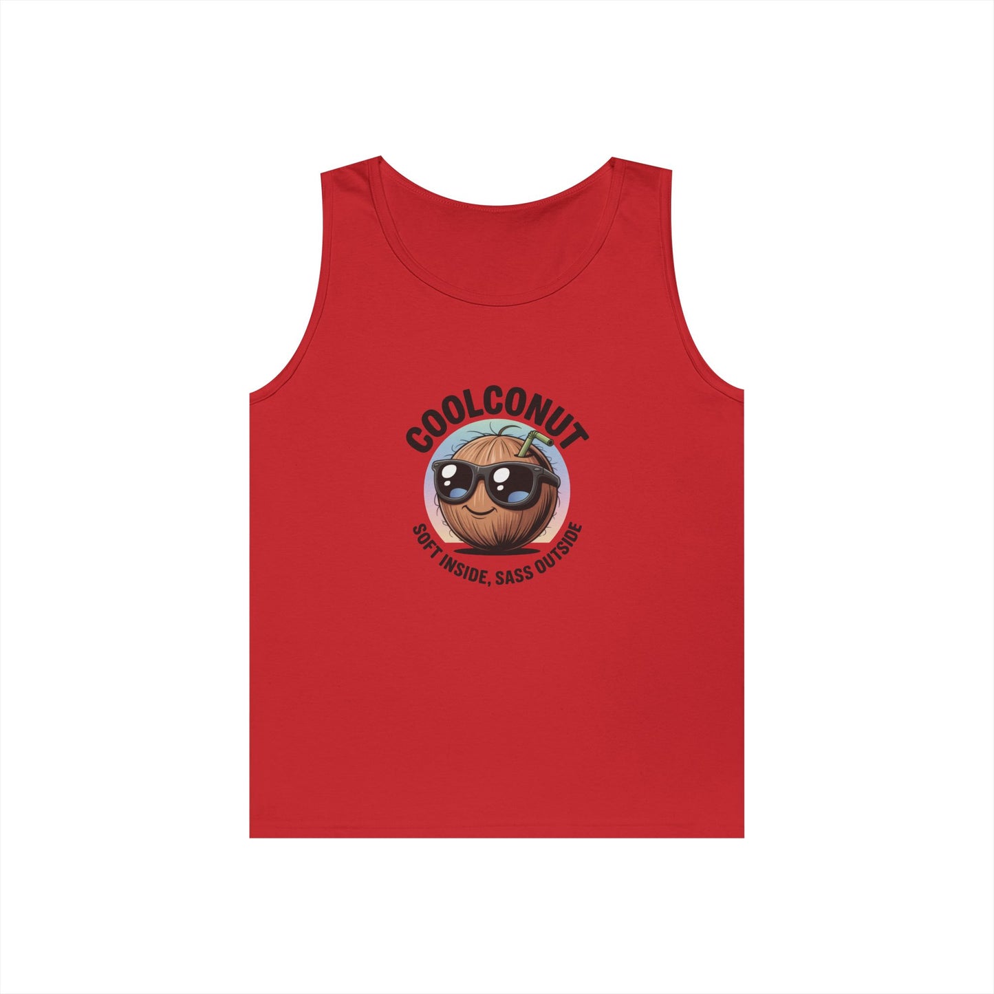 Coolconut Unisex Heavy Cotton Tank Top - Fun Summer Tee, Cute Beach Outfit, Vacation Wear, Gift for Him or Her, Trendy Summer Apparel