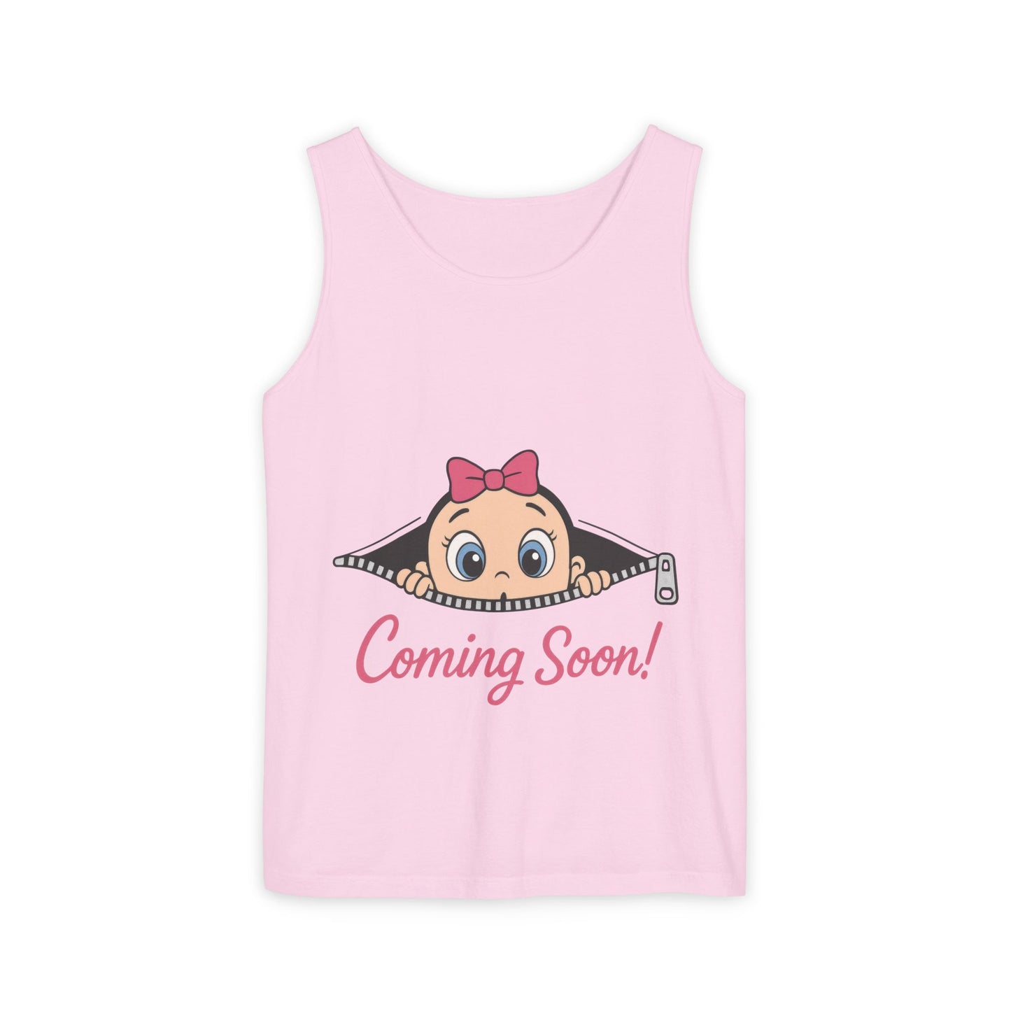 Coming Soon Maternity Tank Top, Cute Baby Girl Pregnancy Announcement Shirt, Expecting Mom Gift, Gender Reveal Tank, Baby Shower Gift