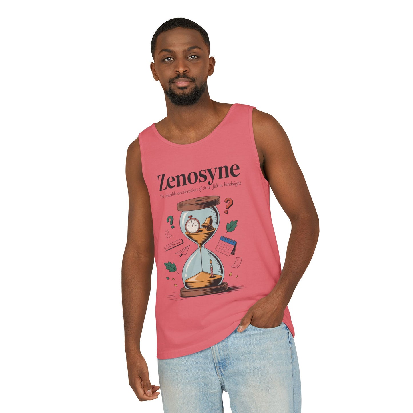 Zenosyne Tank Top, Unisex Garment-Dyed Tee, Time Awareness Gift, Casual Summer Wear, Philosophy Shirt, Unique Everyday Apparel