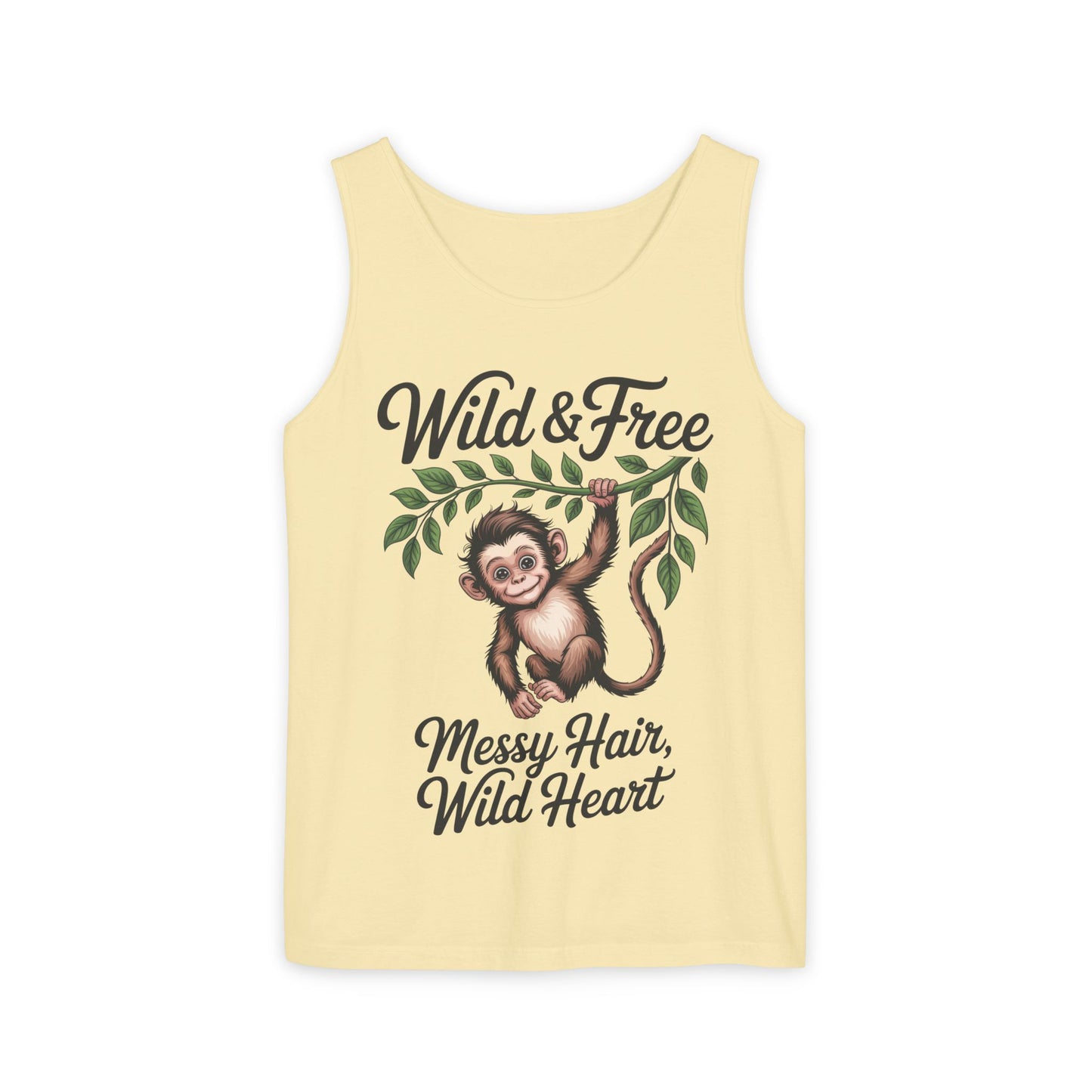 Wild & Free Monkey Tank Top, Messy Hair Wild Heart Womens Tank, Cute Jungle Animal Shirt, Boho Adventure Tank, Fun Nature Lover Gift