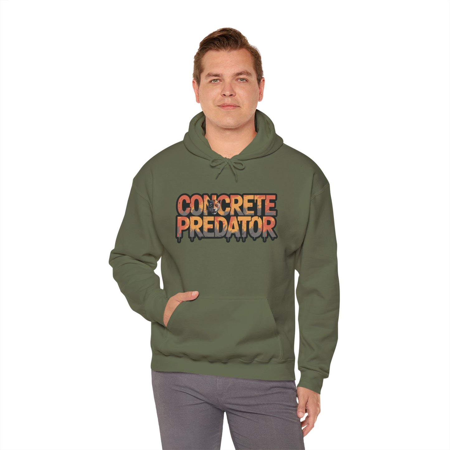 Mens Heavy Blend™ Hooded Sweatshirt, Concrete Predator Panther Hoodie Mens Urban Streetwear