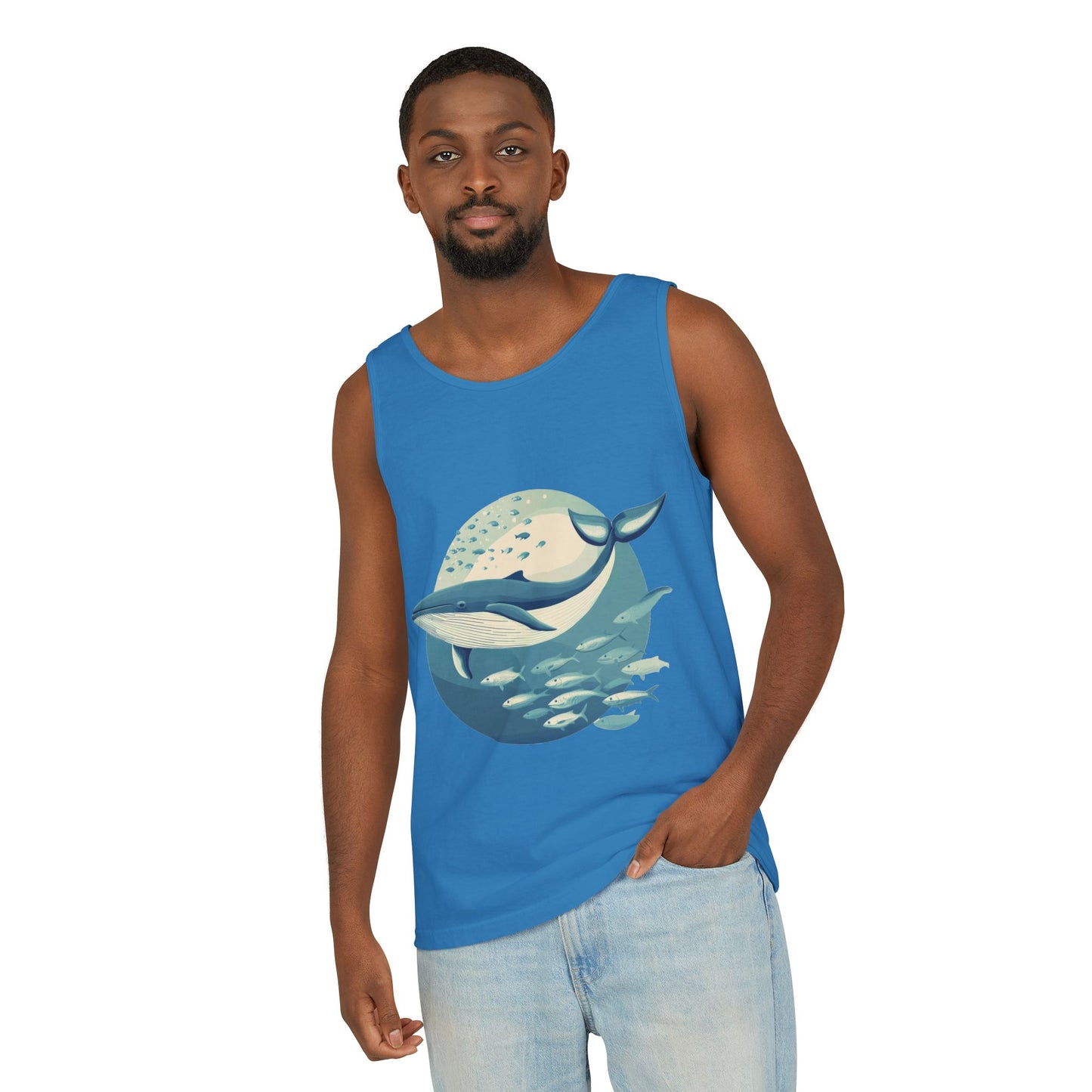 Ocean-Inspired Unisex Tank Top, Whale Design Shirt, Summer Casual Wear, Beach Vibes Gift, Eco-Friendly Fashion