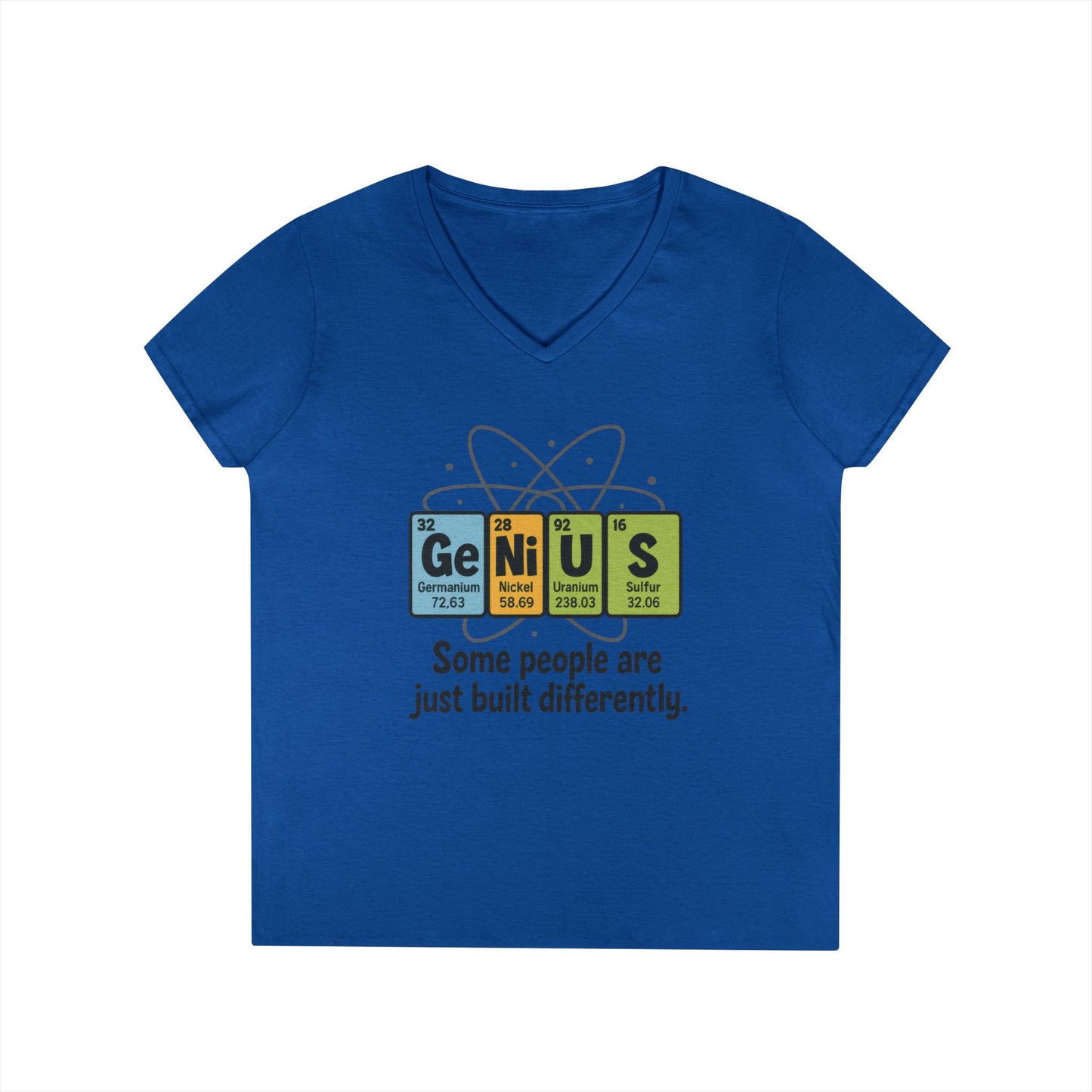 Funny Womens Genius V-Neck T-Shirt, Funny Science Tee, Nerdy Humor Shirt, Periodic Table Nerd Shirt, Science Humor Tee
