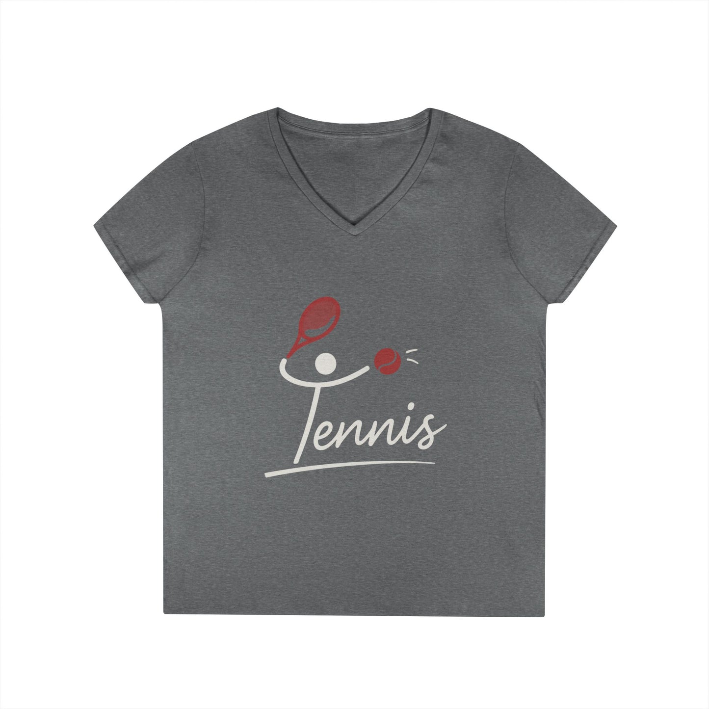 Ladies' V-Neck T-Shirt, Womens Tennis Graphic T-Shirt, Cute Sports Tee, Funny Workout Gym Top for Women