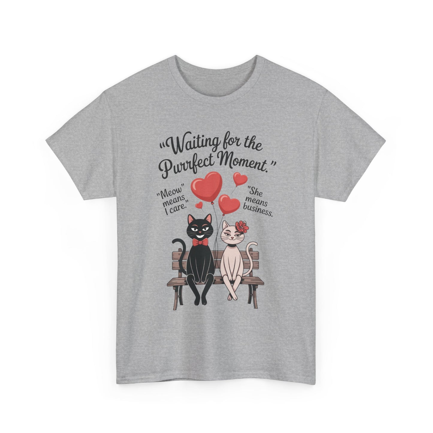 Cute Cat Lovers Tee, Womens Heavy Cotton Tee for Pet Owners, Funny Cat Shirt, Gift for Cat Lovers, Casual T-Shirt, Animal Art Tee