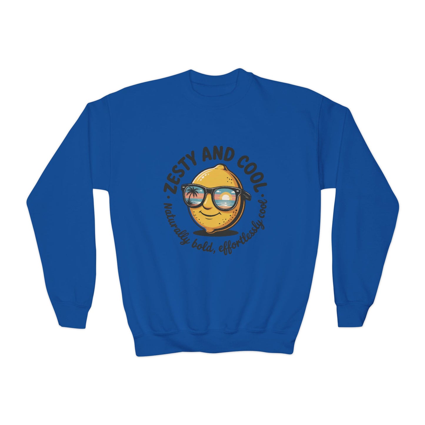 Zesty and Cool Youth Crewneck Sweatshirt, Casual Kidswear, Trendy Youth Fashion, Gift for Birthdays, Fun Daily Wear, Summer Vibes