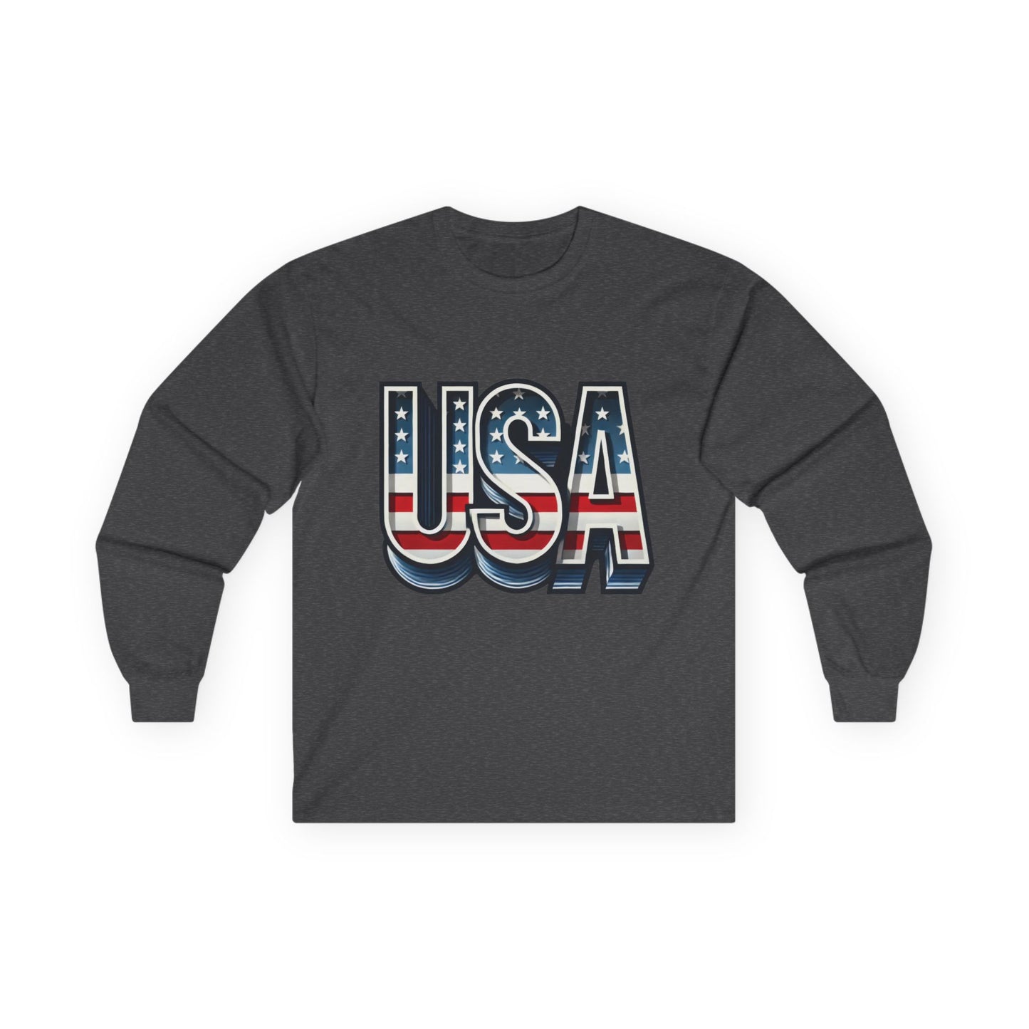 USA Graphic Long Sleeve Tee, Patriotic Shirt, Unisex Casual Wear, Independence Day Gift, Vintage Americana Apparel