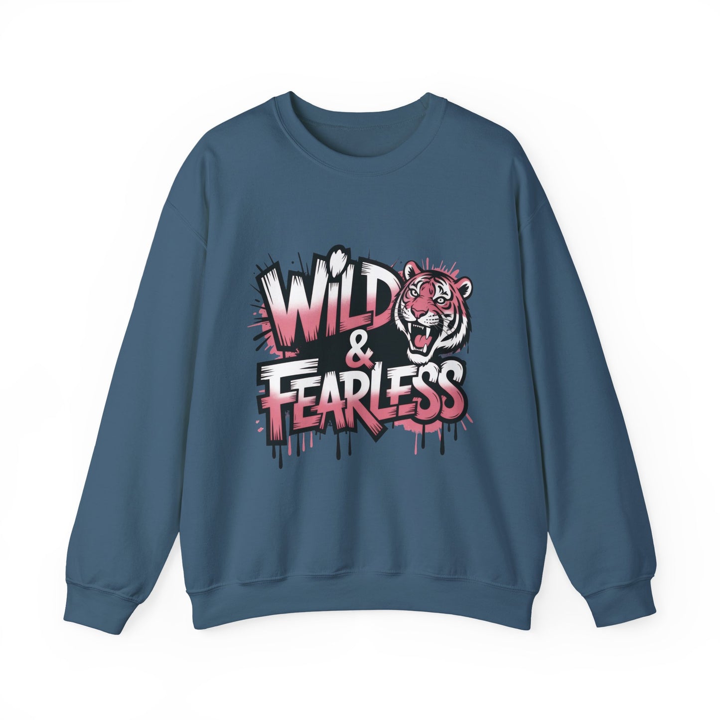 Women's Sweatshirt Wild & Fearless, Tiger Graffiti Graphic Pullover, Bold Urban Streetwear Top