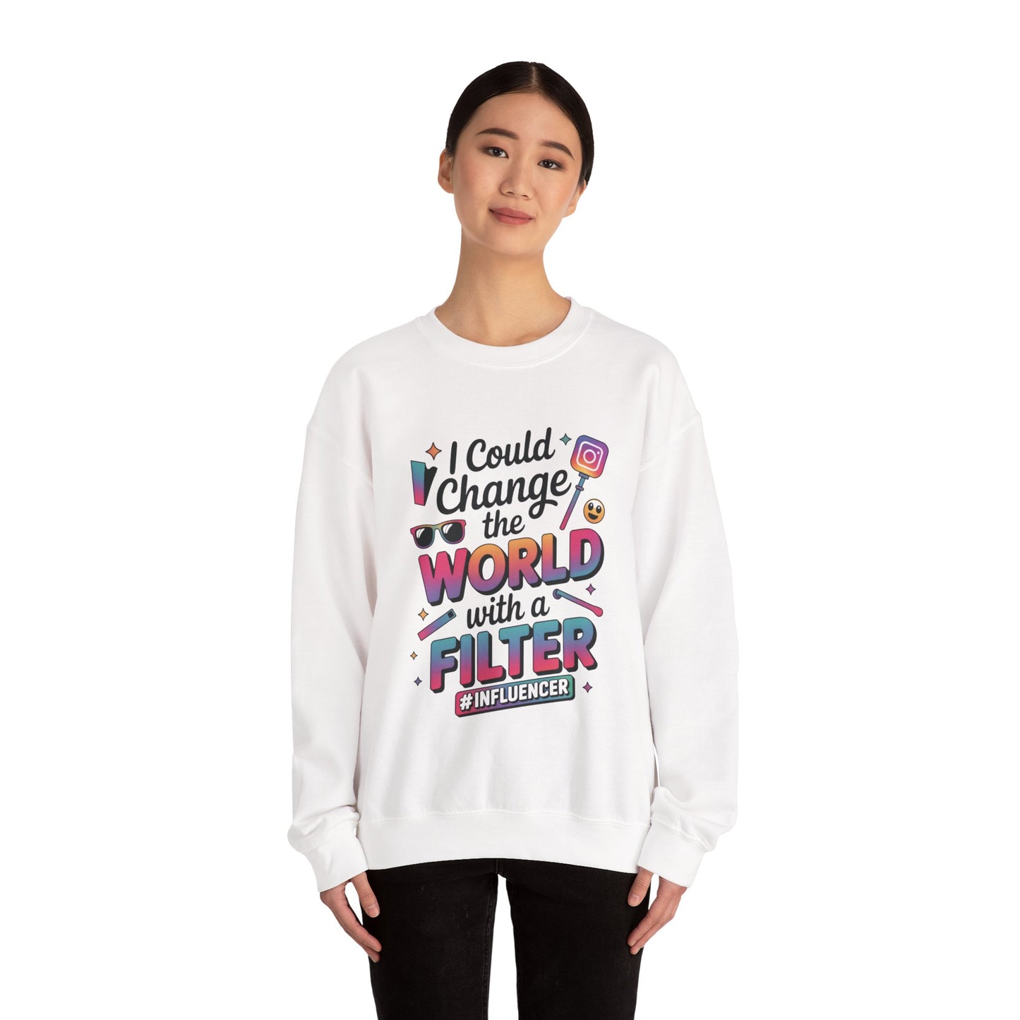 Womens Heavy Blend™ Crewneck Sweatshirt, Womens Influencer Sweatshirt, Funny Social Media Pullover, Cute Trendy Graphic Top