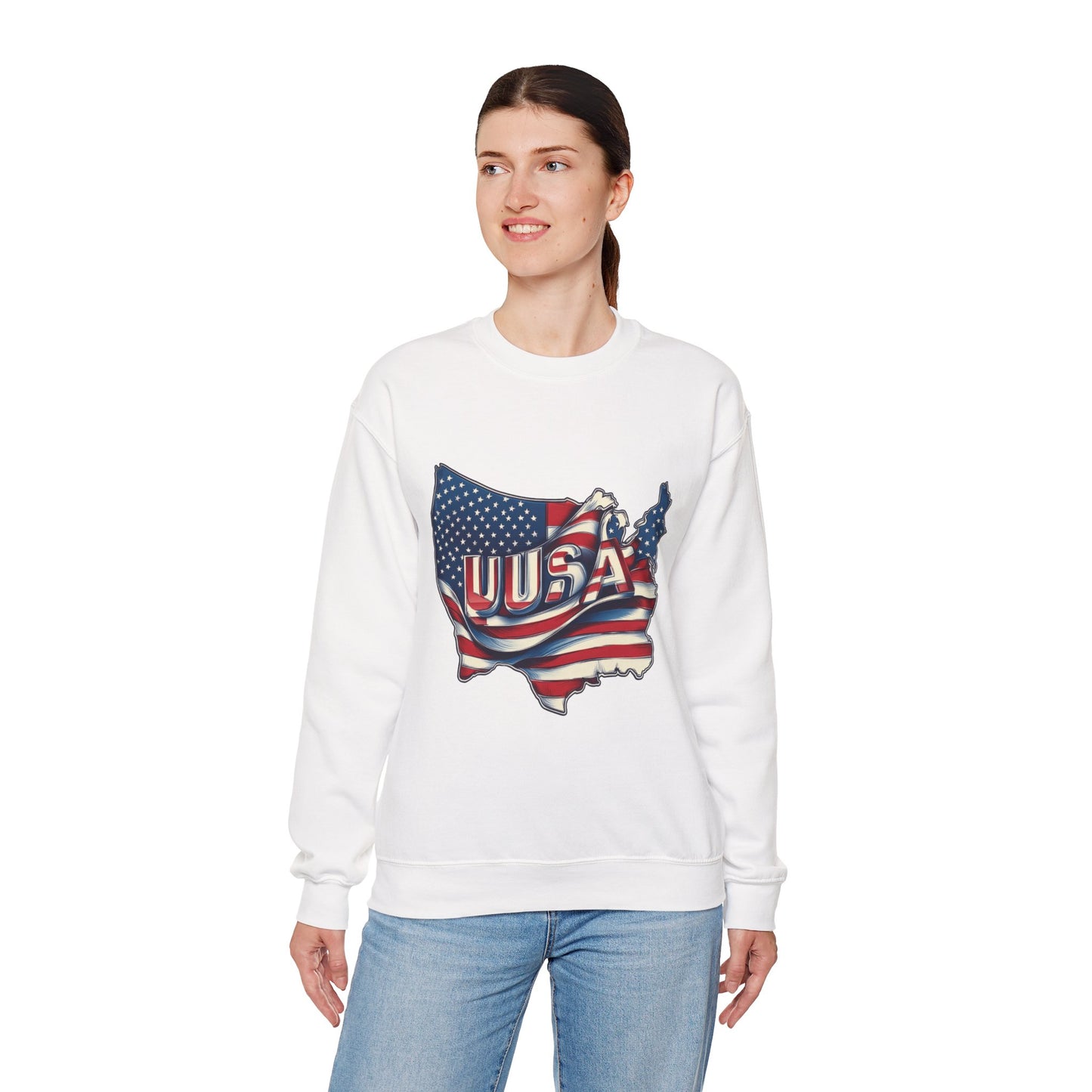 Patriotic USA Crewneck Sweatshirt, Unisex Sweatshirt, American Flag Apparel, Casual Comfort, Great for Independence Day and Holidays