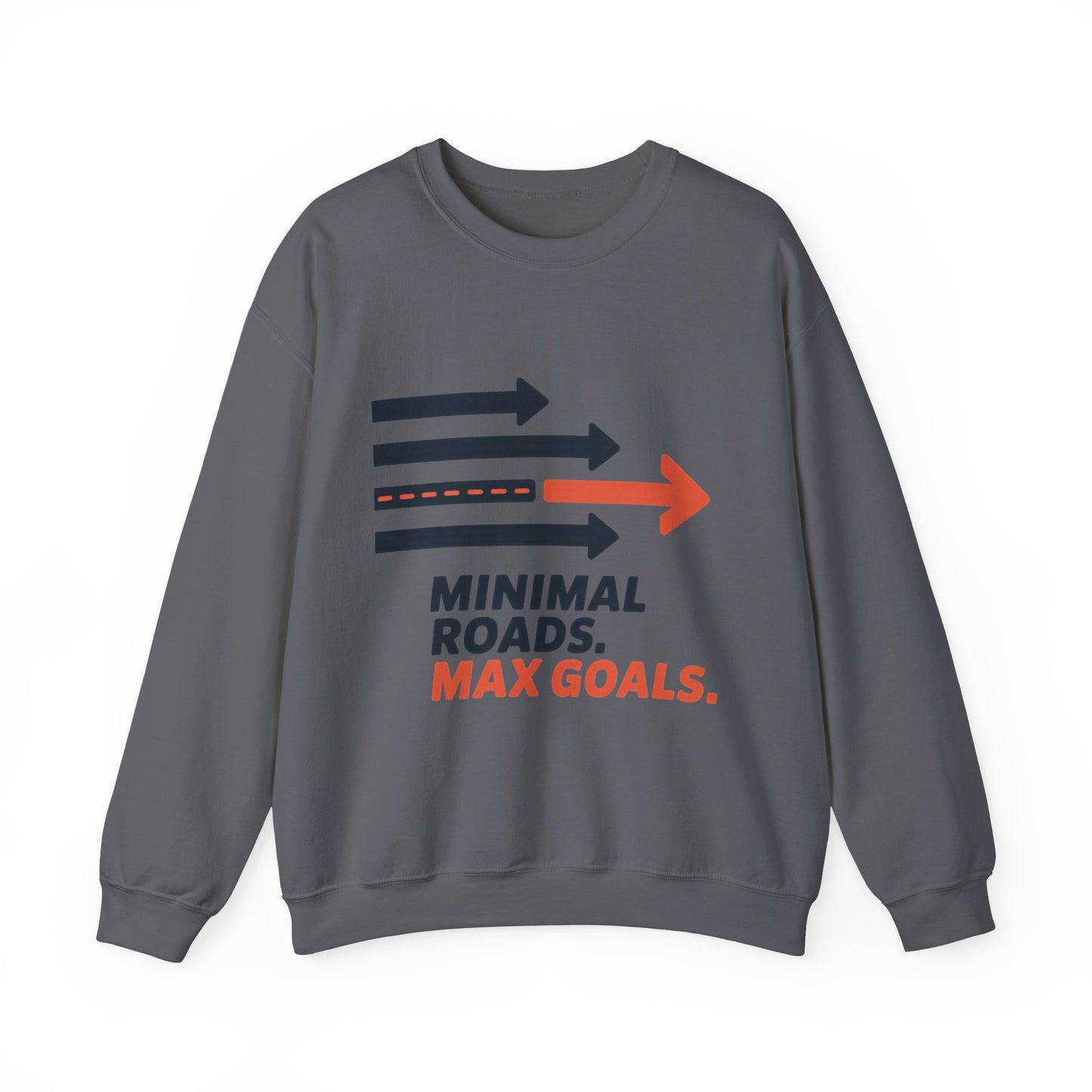 Mens Heavy Blend™ Crewneck Sweatshirt, Minimal Roads Max Goals Motivational Mens Sweatshirt
