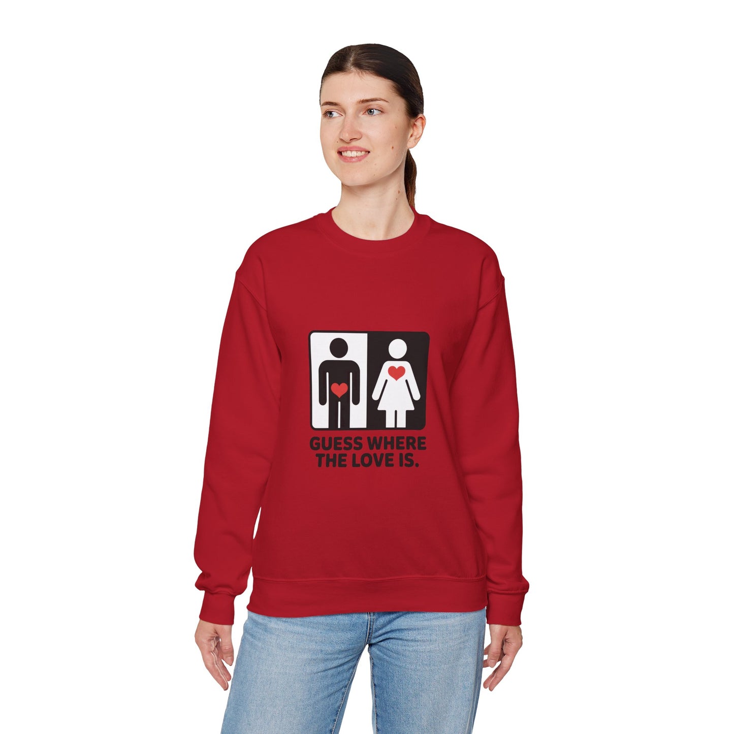 GuesWhere the Love Is Sweatshirt, Couples Gift, Valentines Day Apparel, Matching Sweatshirt, Relationship Sweatshirt, Love Joke Graphic