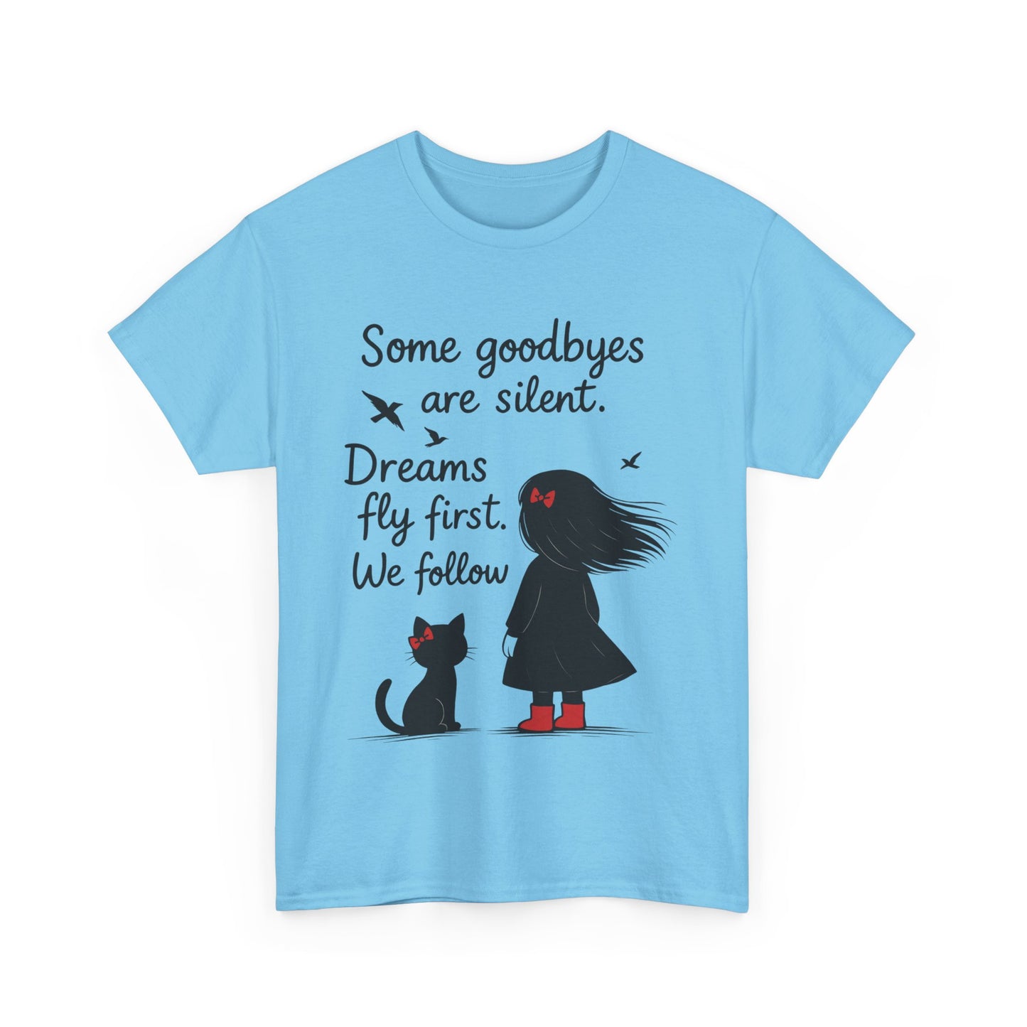 Emotional Hand Drawn Womens T-Shirt, Minimalist Red Dress Girl and Cat Graphic Tee, Cat Lover Gift