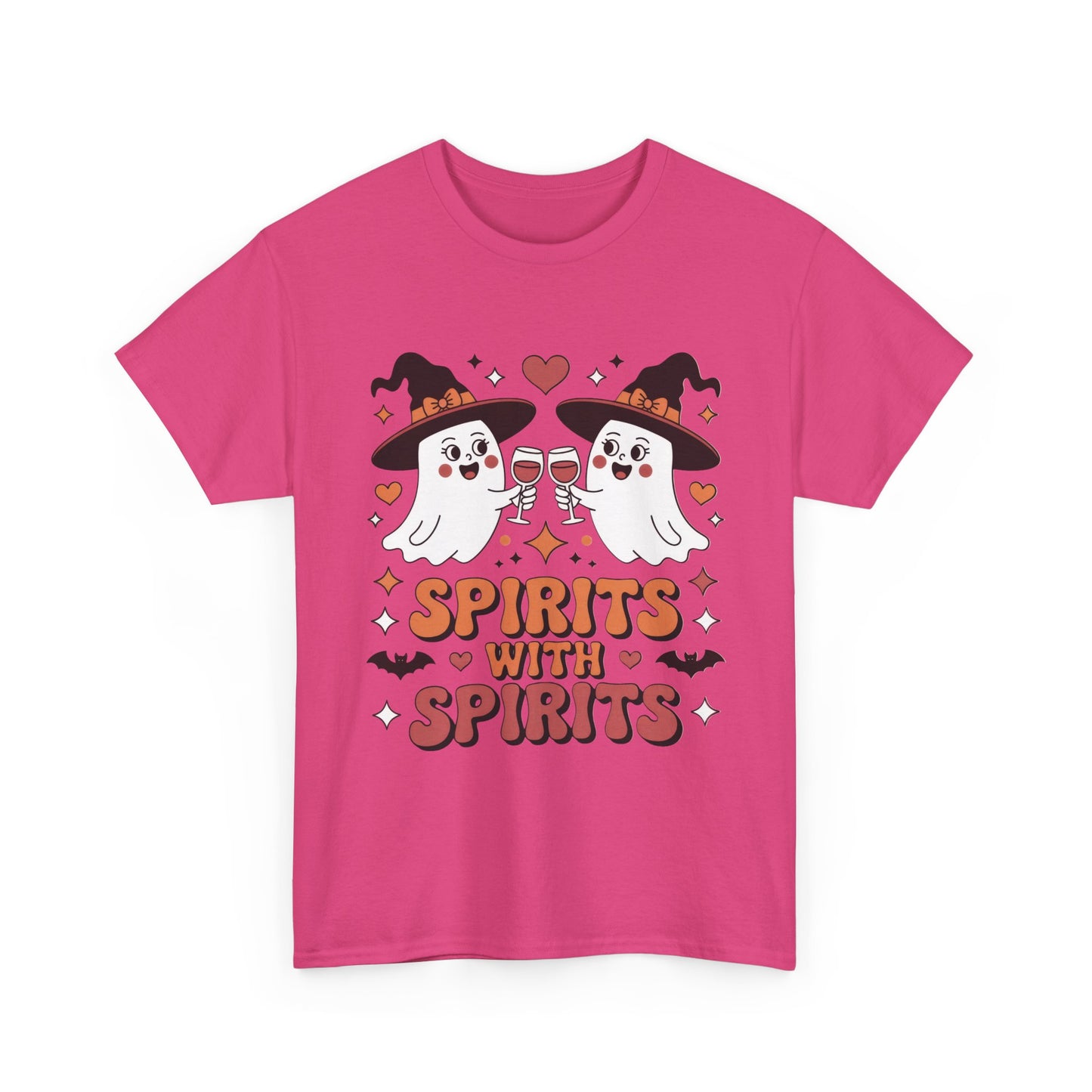 Spirits With Spirits Women's Halloween T-Shirt, Funny Ghost Drinking Wine Tee, Witches Party Shirt, Spooky Season Gift for Her