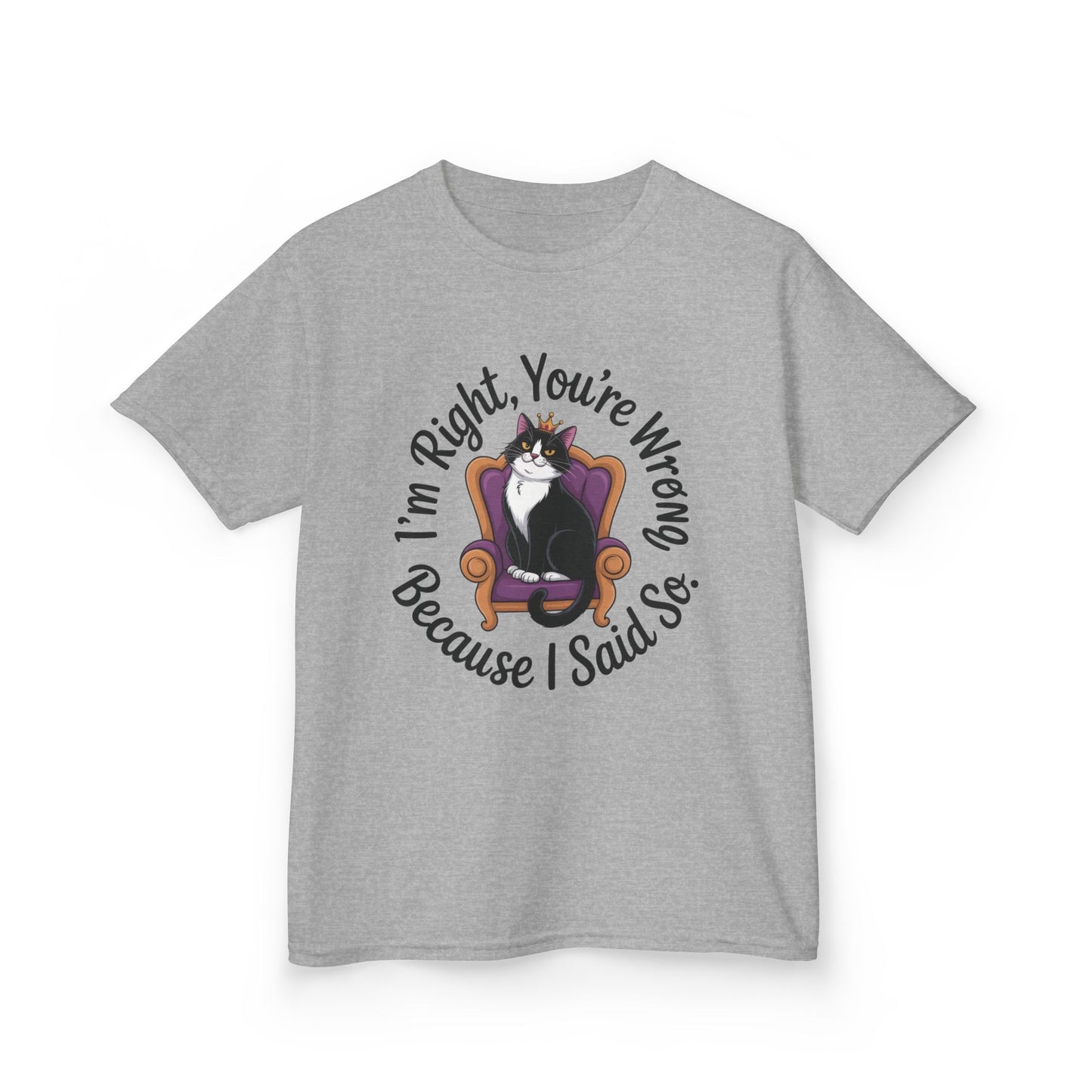 Girls Funny Sassy Cat T-Shirt - I'm Right You're Wrong, Cute Gift for Cat Lovers, Humor Tee for Teens, Birthday Gift,Tee for Confident Teens