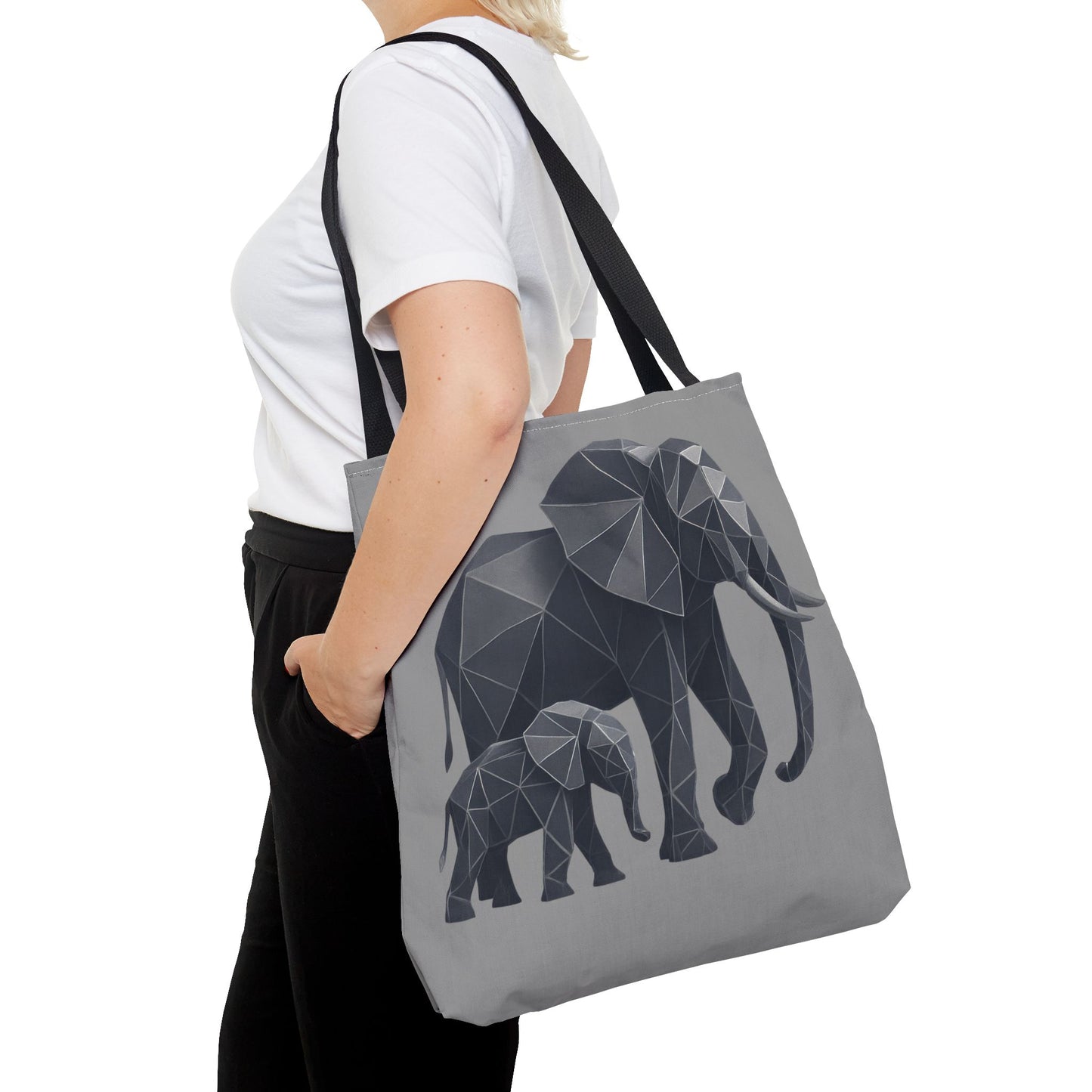 Elephant Geometric Tote Bag, Stylish Sustainable Bag, Boho Accessories, Animal Lover Gift, Canvas Shopping Bag, Beach Tote