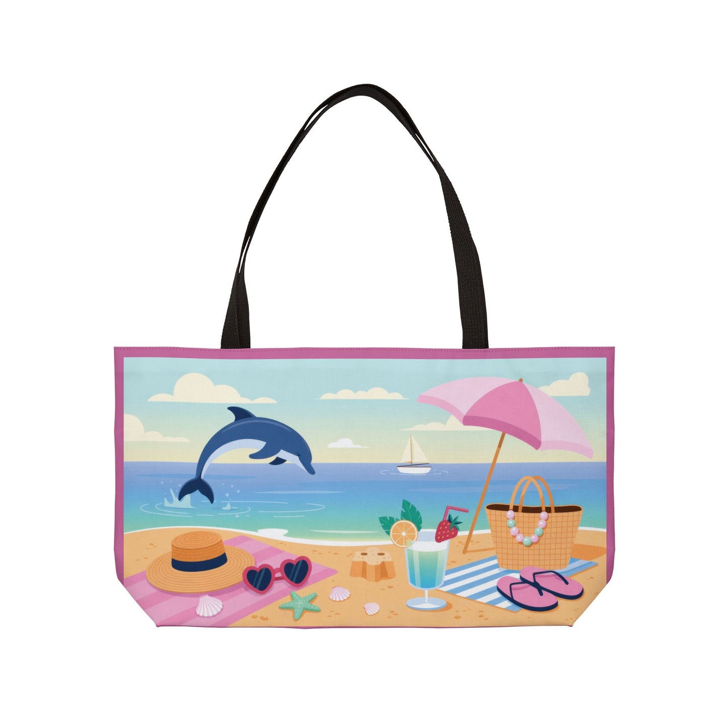 Vibrant Beach Weekender Tote Bag, Travel Bag, Shopping Tote, Coastal Style, Summer Vibe, Perfect for Vacation, Beach Days, Family Outings