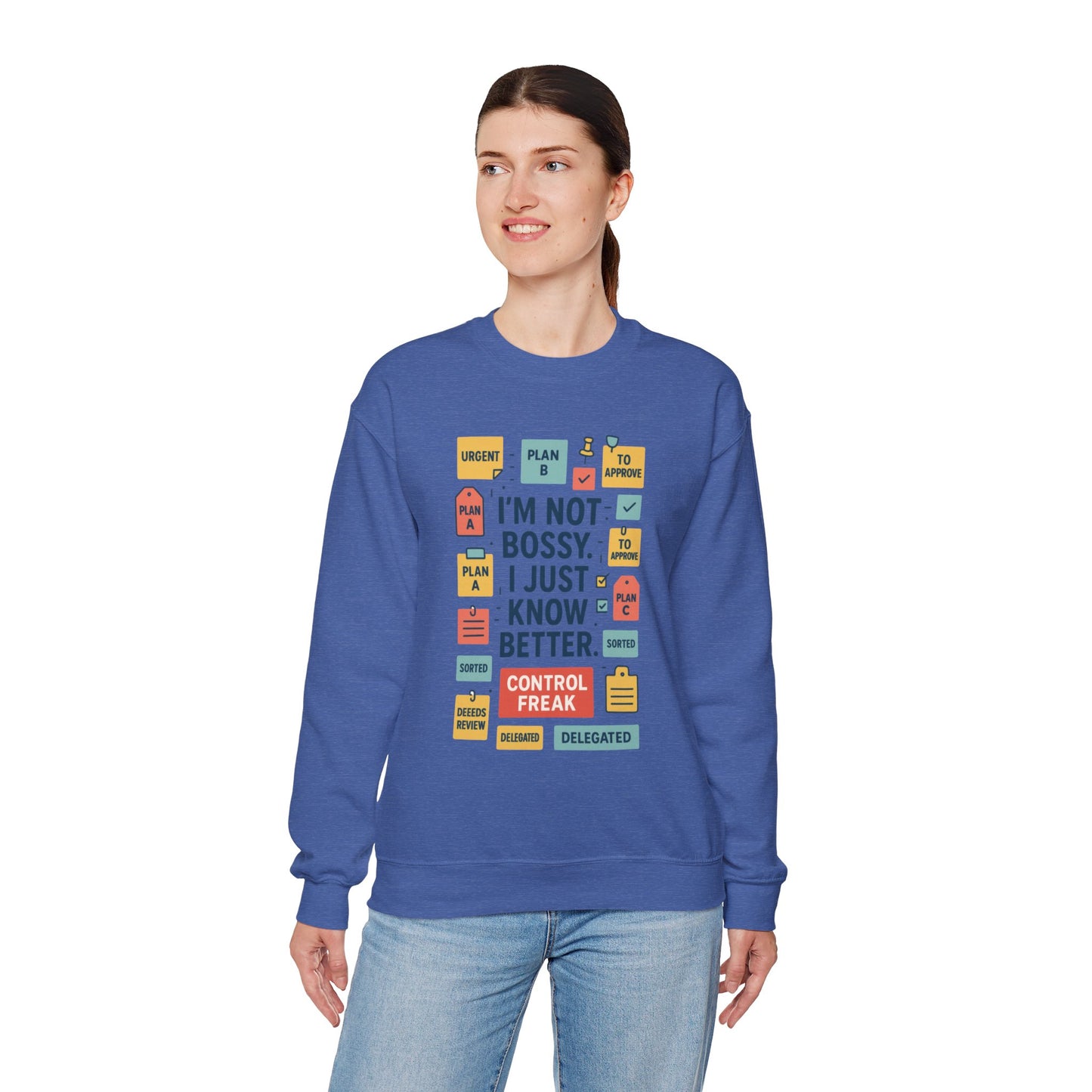 Funny Womens Control Freak Sweatshirt, Bold Sarcastic Quote Pullover, Ideal Gift for Bossy Friends, Funny Womens Sweatshirt