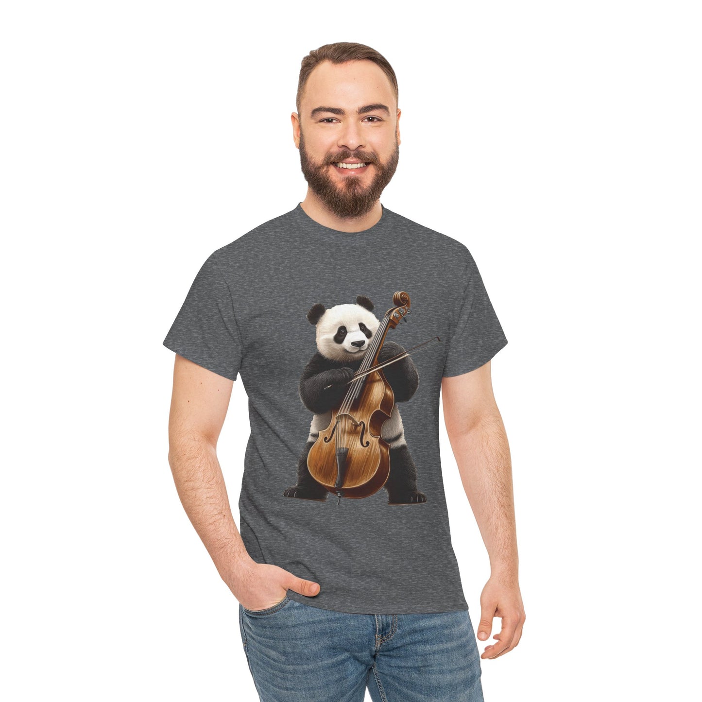 Panda Musician Tee - Cute Animal Graphic Shirt for Music Lovers, Gift for Panda Fans, Unique Concert Outfit, Casual Wear, Cellist Panda