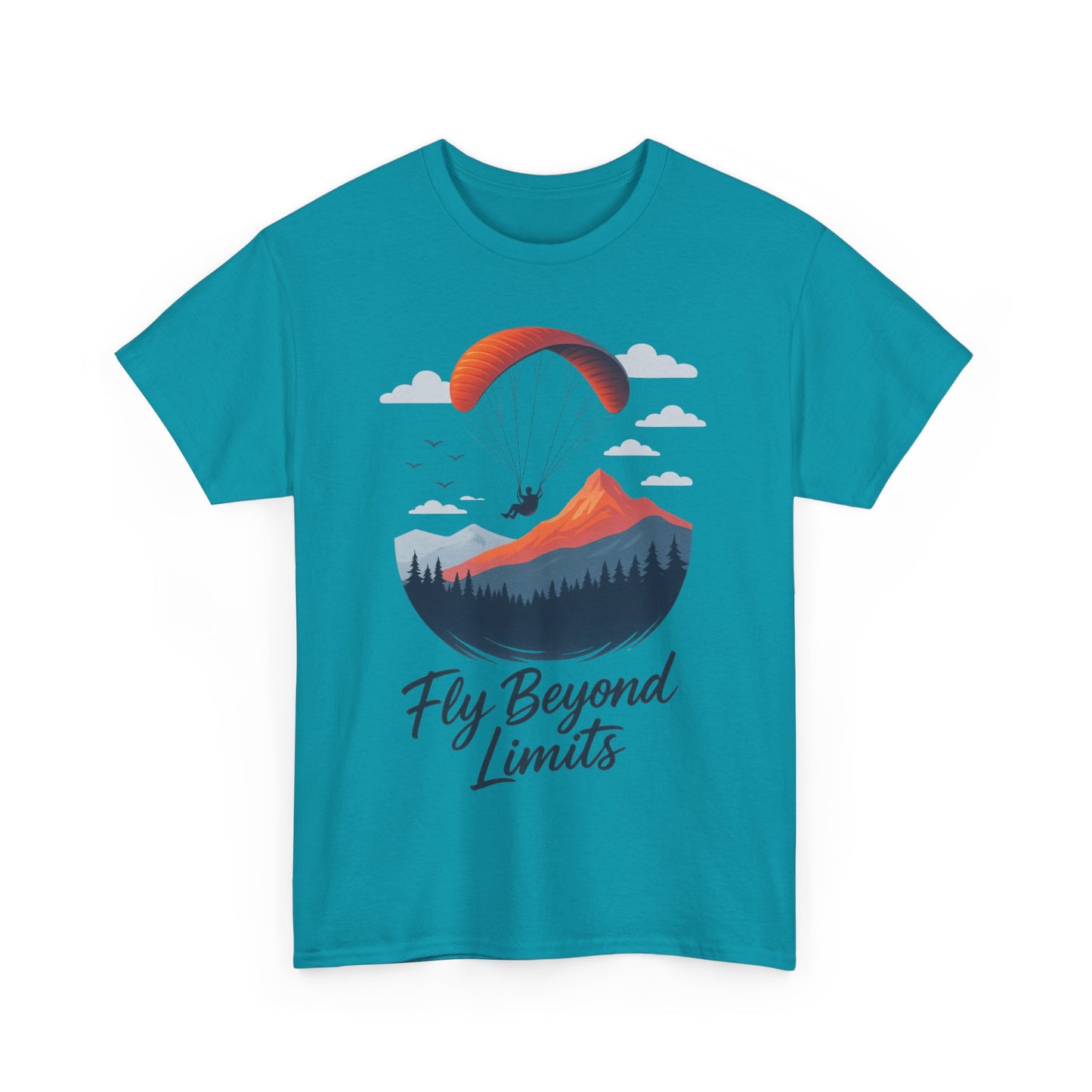 Paragliding Adventure T-Shirt, Mountain Landscape Tee, Nature Travel Lover Shirt, Outdoor Hiking Gift, Unisex Heavy Cotton Tee