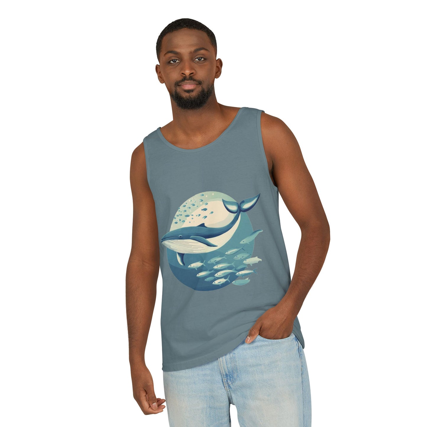 Ocean-Inspired Unisex Tank Top, Whale Design Shirt, Summer Casual Wear, Beach Vibes Gift, Eco-Friendly Fashion