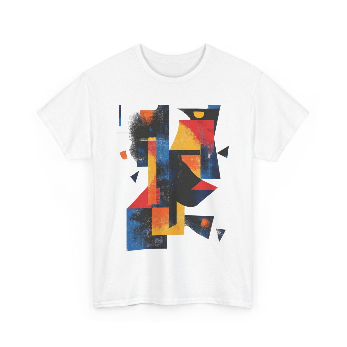 Abstract Geometric Art T-Shirt, Colorful Unisex Heavy Cotton Tee, Modern Artistic Shirt, Bold Graphic Print Tee