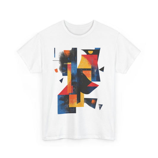 Abstract Geometric Art T-Shirt, Colorful Unisex Heavy Cotton Tee, Modern Artistic Shirt, Bold Graphic Print Tee