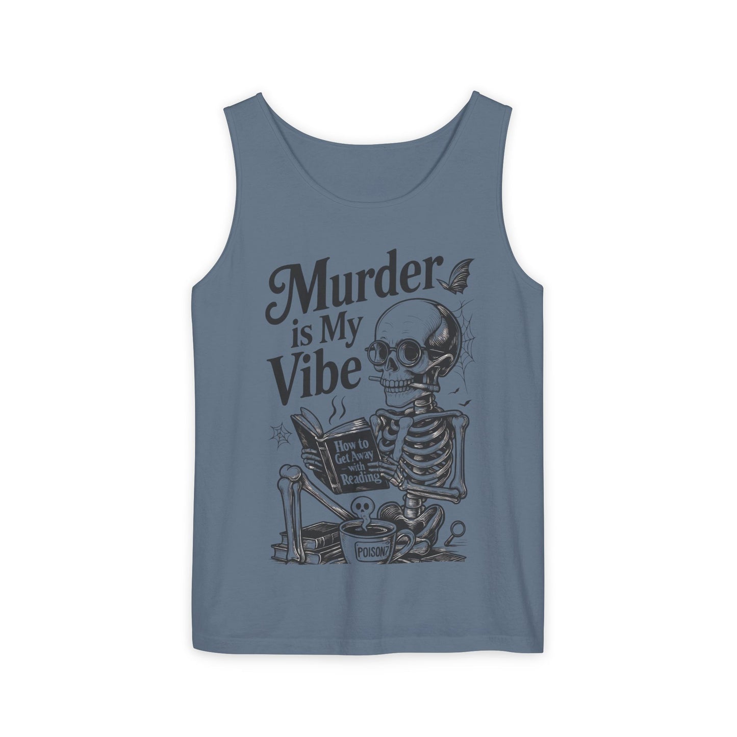 Murder Is My Vibe Tank Top, Mens Goth Tank, Halloween Clothing, Skeleton Graphic Tee, Cozy Casual Wear, Quirky Gift Idea