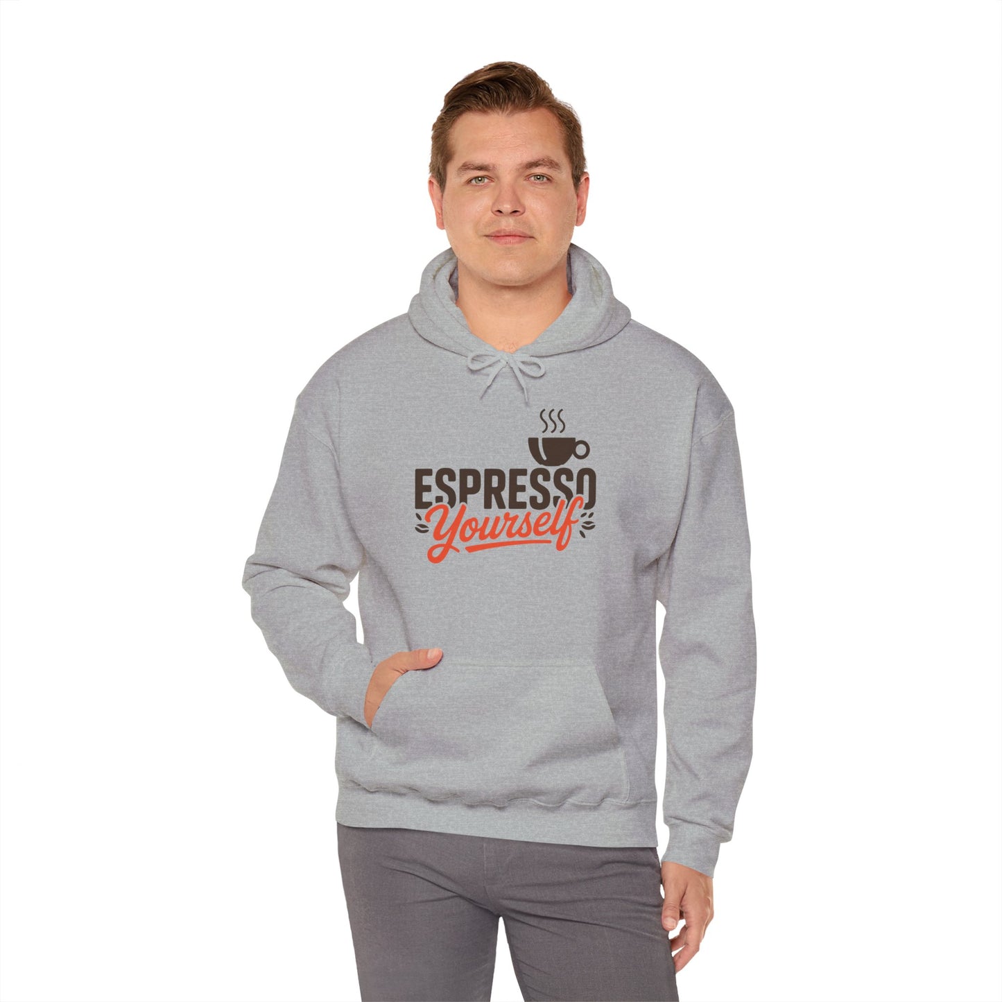 Men's Heavy Blend™ Hooded Sweatshirt, Espresso Yourself Mens Hoodie, Coffee Lover Funny Graphic Pullover