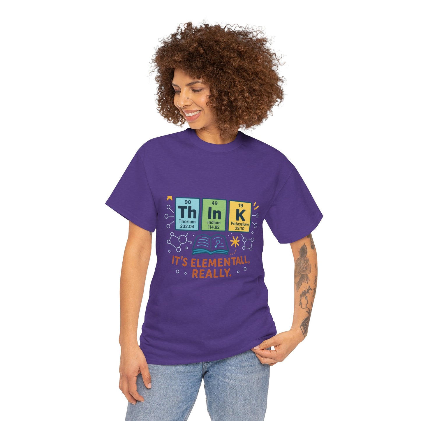 Smart Womens Science T-Shirt, THINK Periodic Table Tee, Funny Elemental Nerd Gift for Her, Graphic Tee for Science Lovers