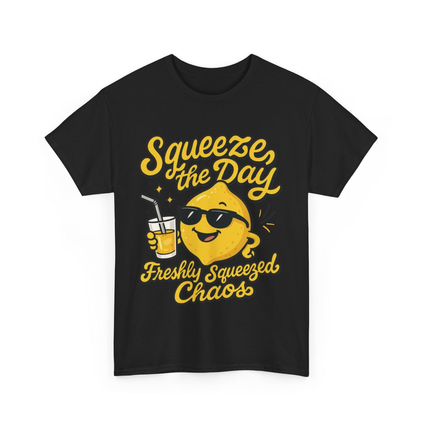 Funny Lemon Shirt for Women - Squeeze The Day Freshly Squeezed Chaos Tee - Cute Positive Citrus Graphic Tee, Fun Summer Tee for Beach Vibes