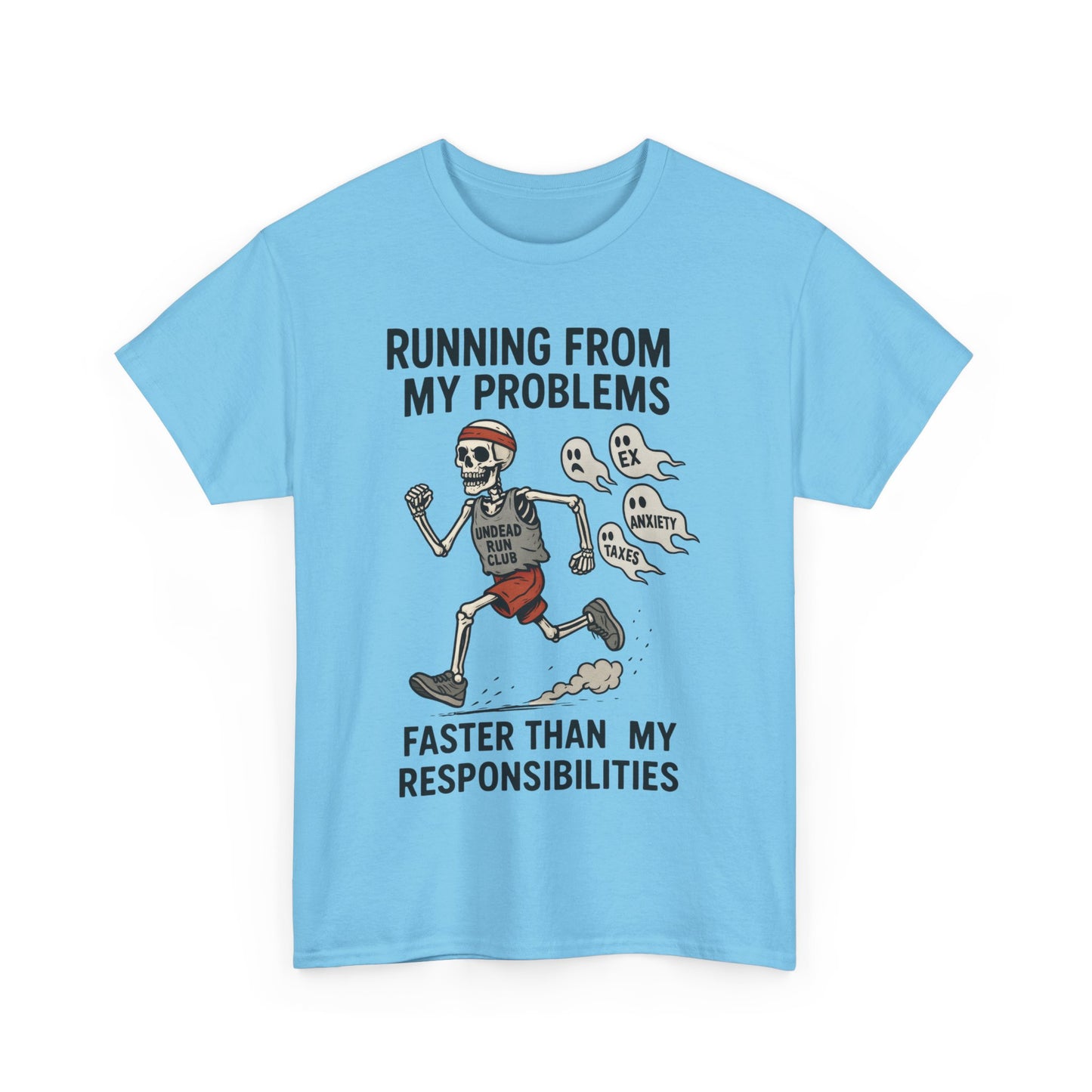 Skeleton Runner Tee for Men, Undead Jogging Club Shirt, Halloween T-Shirt, Gift for Runners, Anxiety Humor Gift