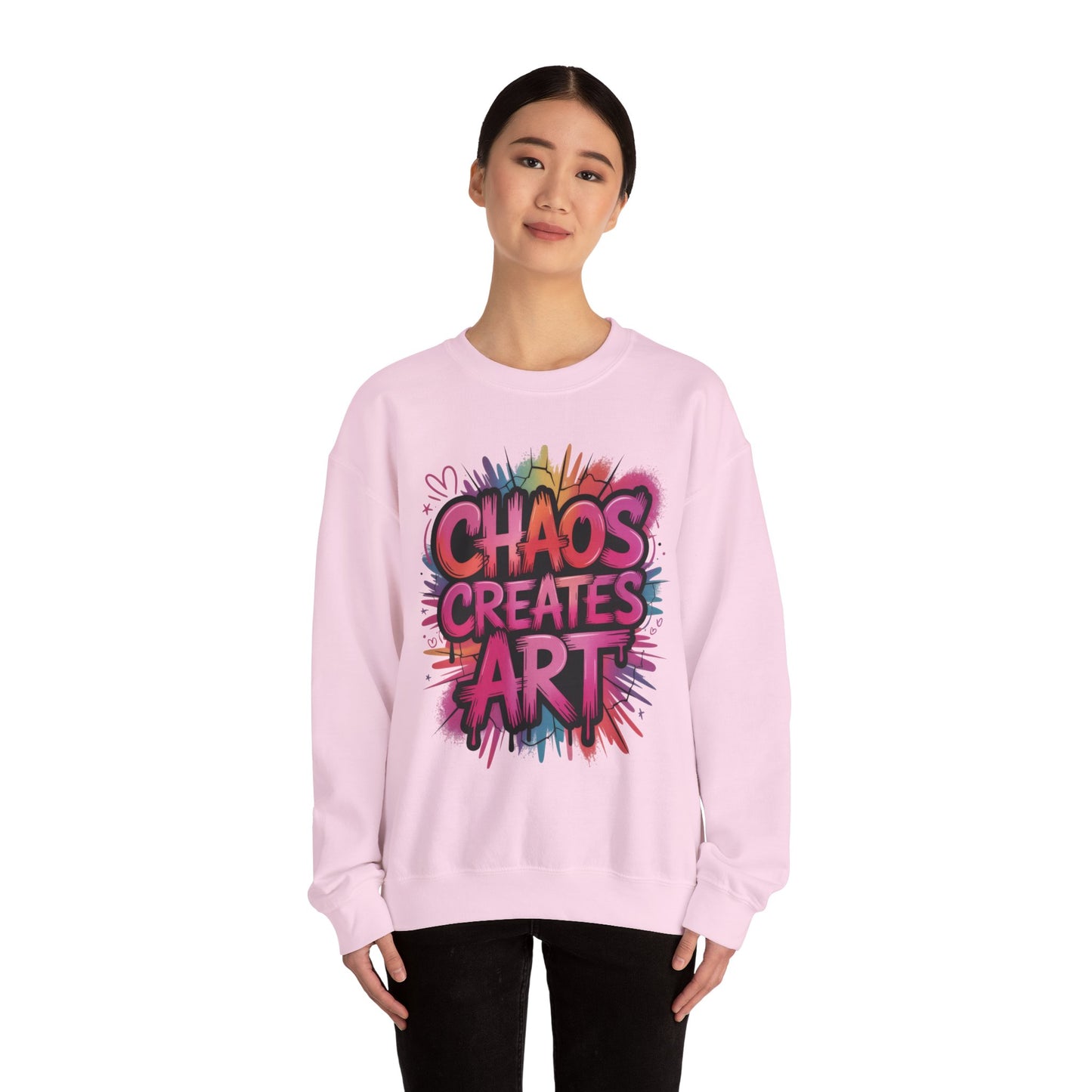 Women's Heavy Blend™ Crewneck Sweatshirt, Chaos Creates Art Graffiti Sweatshirt, Streetwear Sweatshirt