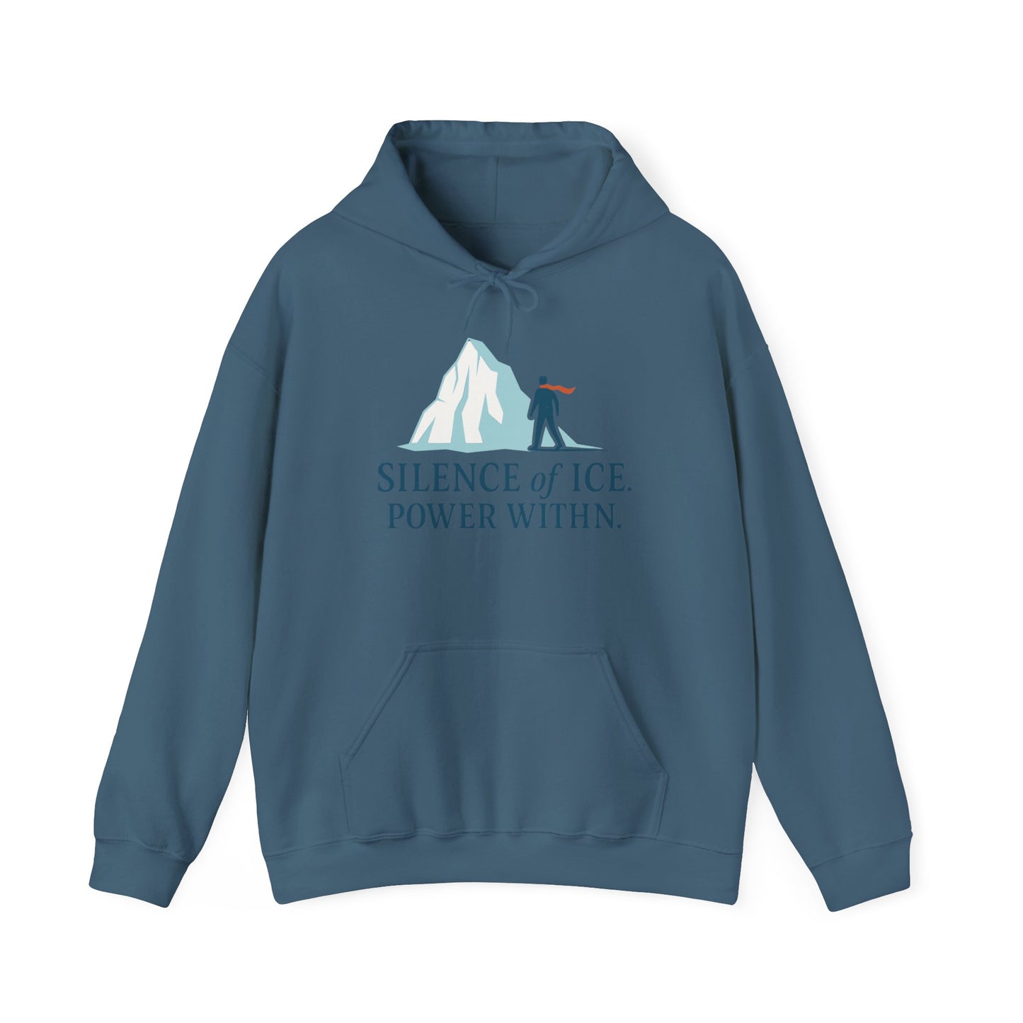Men's Heavy Blend™ Hooded Sweatshirt, Silence of Ice Power Within Hoodie, Nordic Minimal Iceberg Graphic Streetwear
