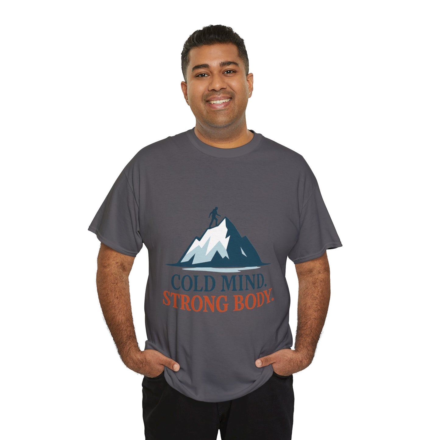 Cold Mind Strong Body Mens T-Shirt, Nordic Minimalist Mountain Hiking Tee