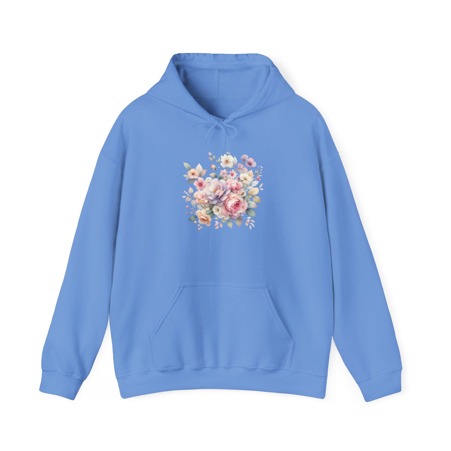 Floral Comfort Hoodie, Cozy Sweatshirt for Women, Spring Fashion, Gift for Her, Casual Everyday Wear, Soft Pastel Flower Print Sweatshirt