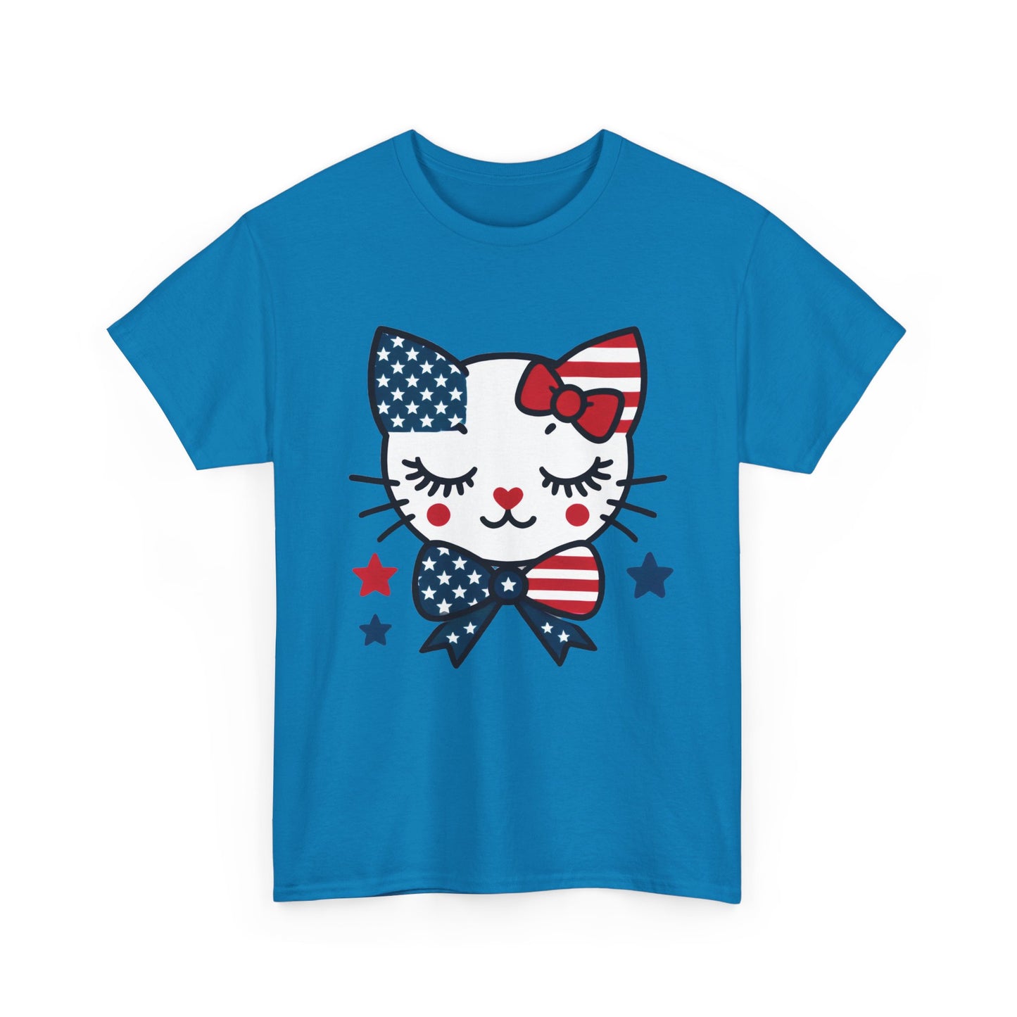 Patriotic Cat Women's Tee, Cute Cat Shirt, Women's T-Shirt, July 4th Outfit, Independence Day Gift, Animal Lover Apparel