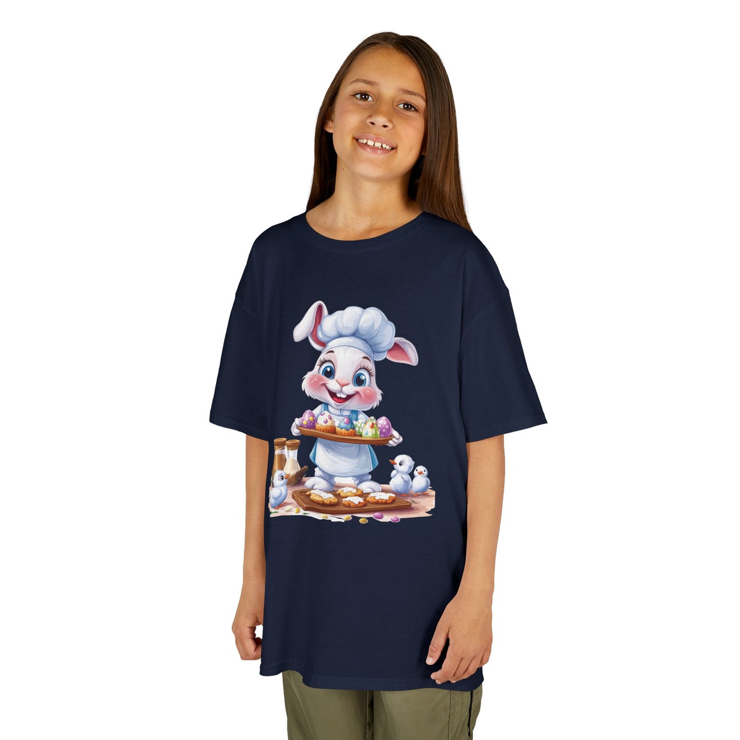 Easter Bunny Chef Kids T-Shirt, Cute Spring Baking Tee with Eggs, Toddler Easter Outfit, Bunny Holding Egg Tray Tee, Cute Animal Design