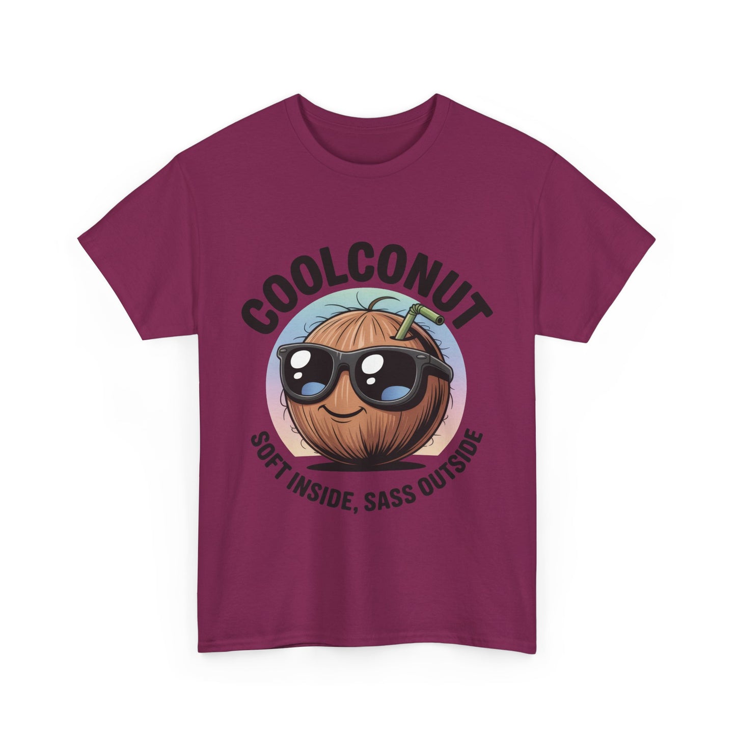 Coolconut Women's Heavy Cotton Tee, Fun Casual Shirt, Gift for Coconut Lovers, Summer Vibes Tee, Soft Inside Sass Outside Shirt