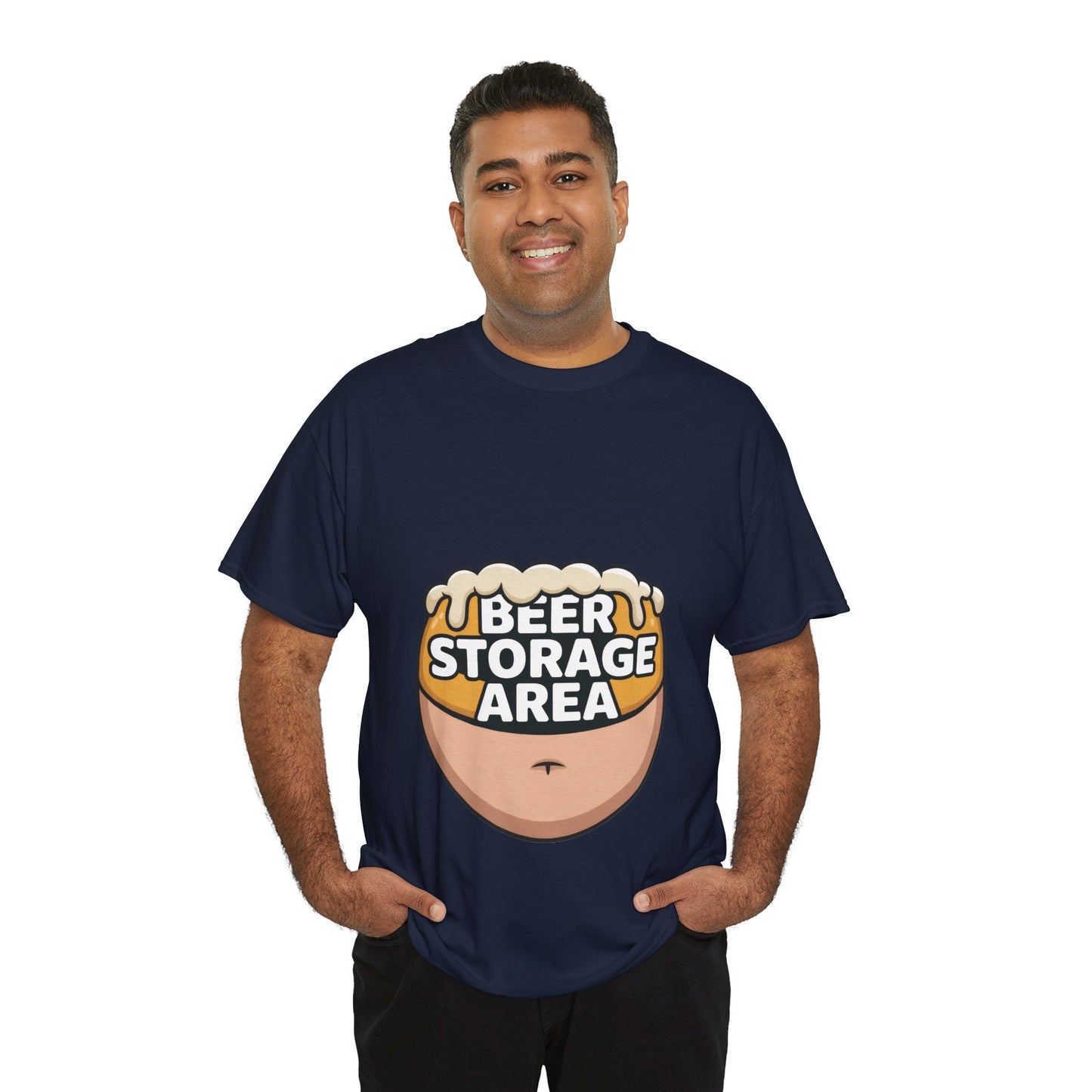 Funny Beer Belly T-Shirt, Beer Storage Area Graphic Tee for Men, Dad Bod Humor Shirt, Beer Lovers Gift, Drinking Gift, Party Apparel